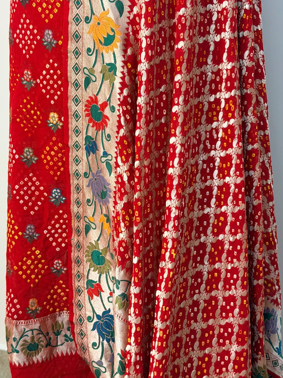 Red Chiffon Suit Set with Dupatta