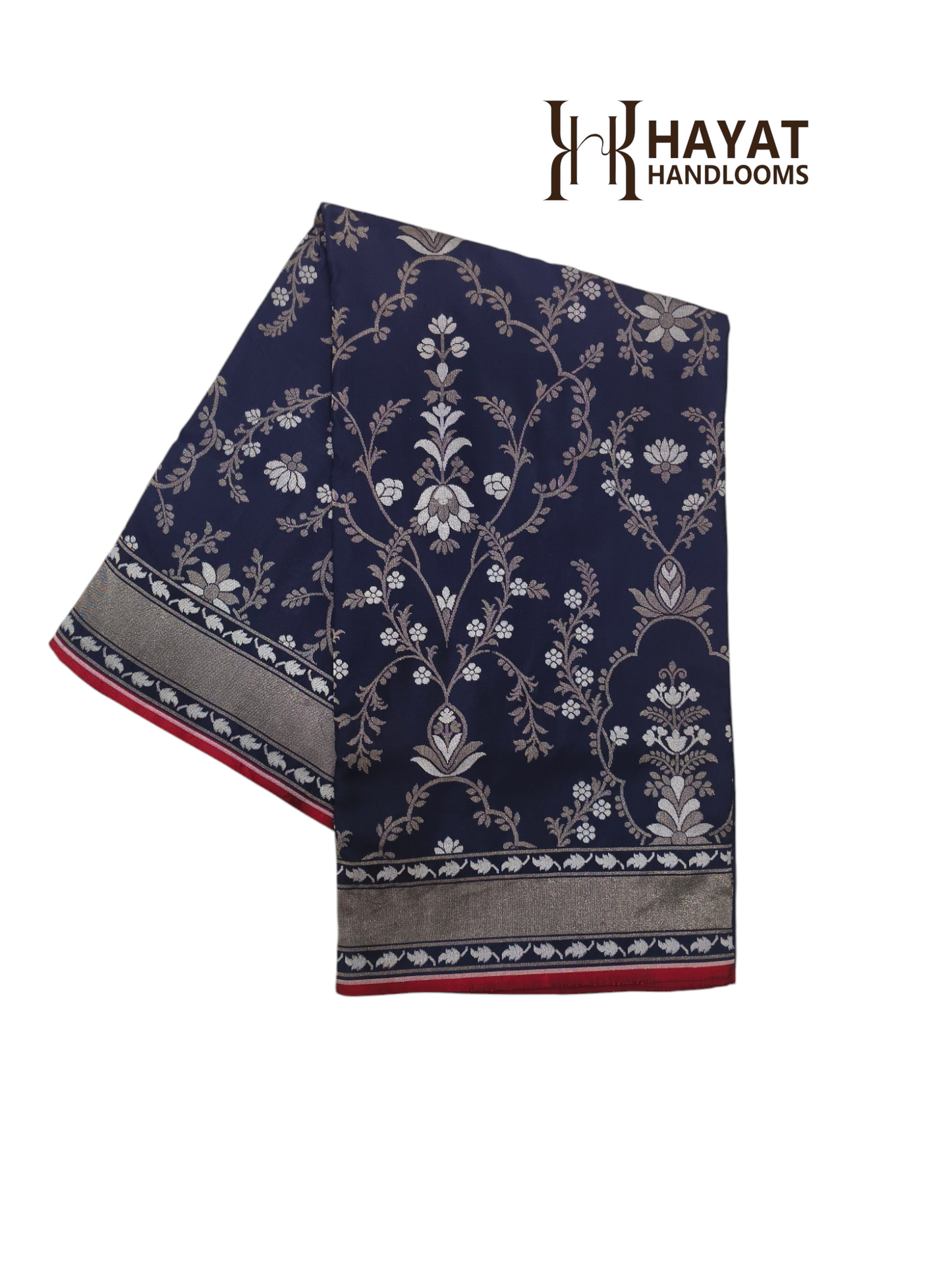 Navi blue pure katan silk cutwork jamdani exclusive saree