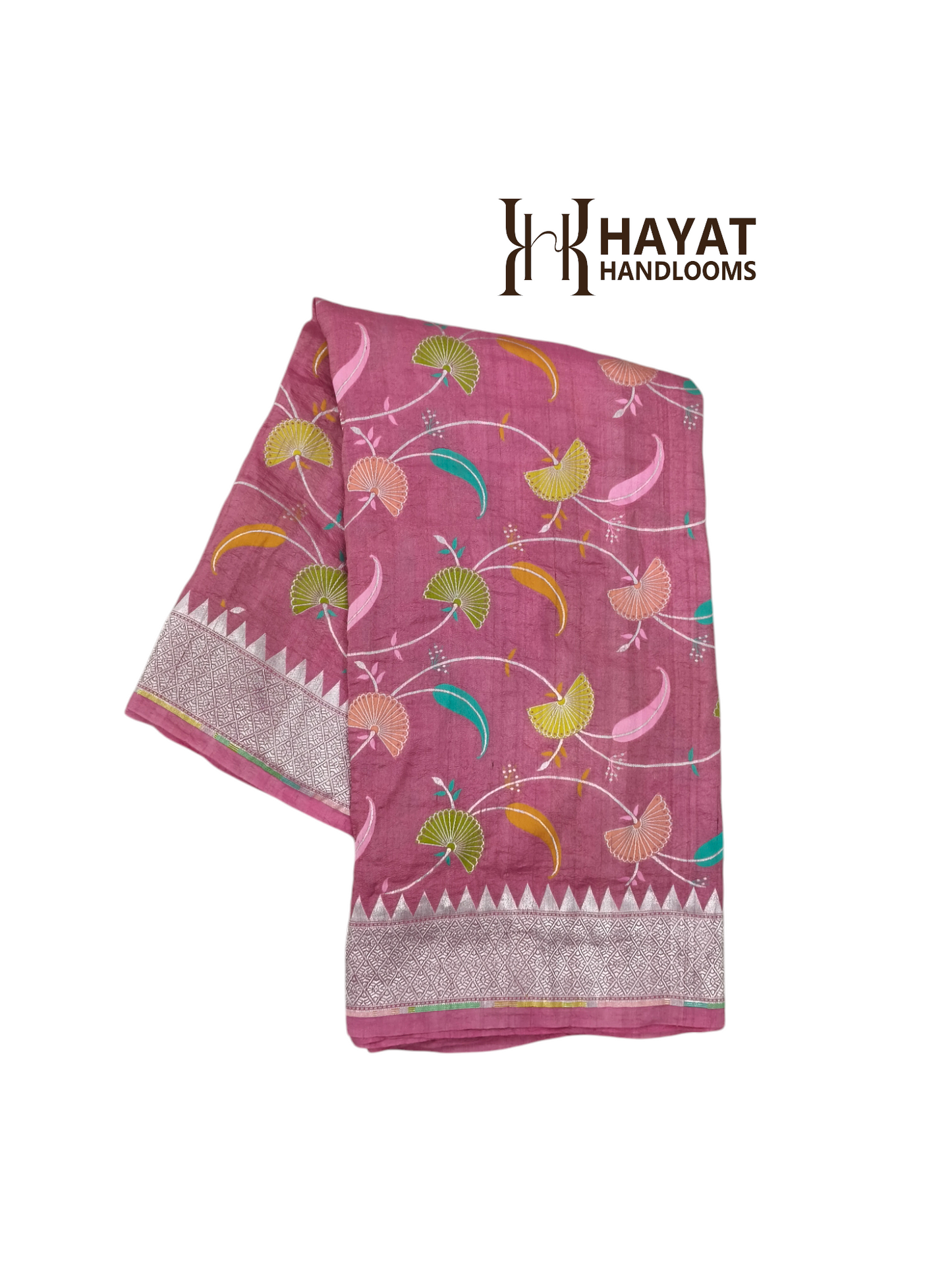 Dusty pink pure tusser georgette handloom banarasi saree