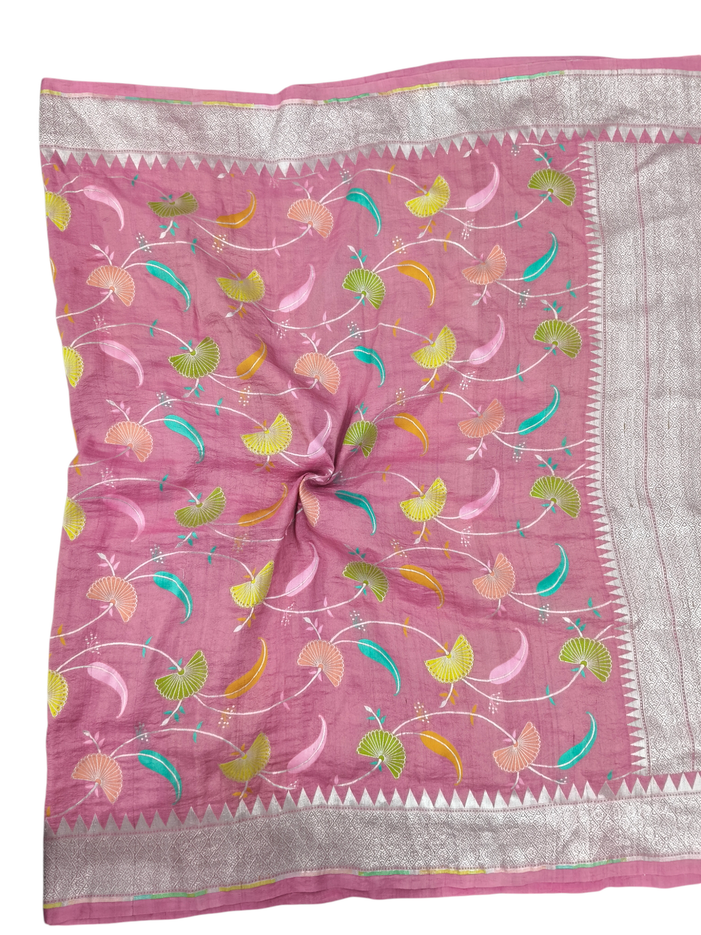 Dusty pink pure tusser georgette handloom banarasi saree