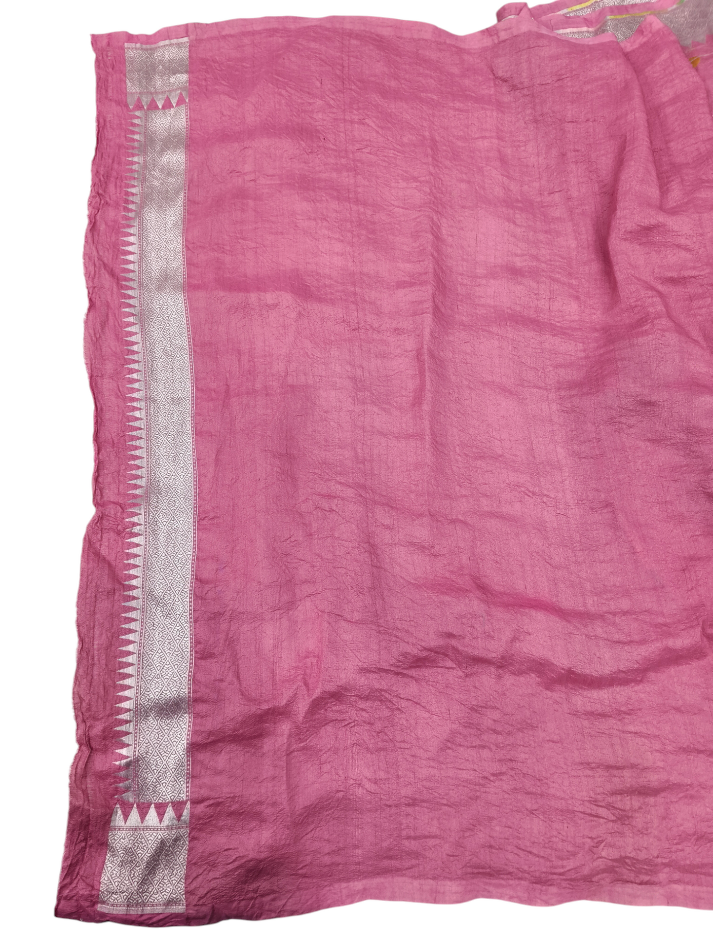 Dusty pink pure tusser georgette handloom banarasi saree