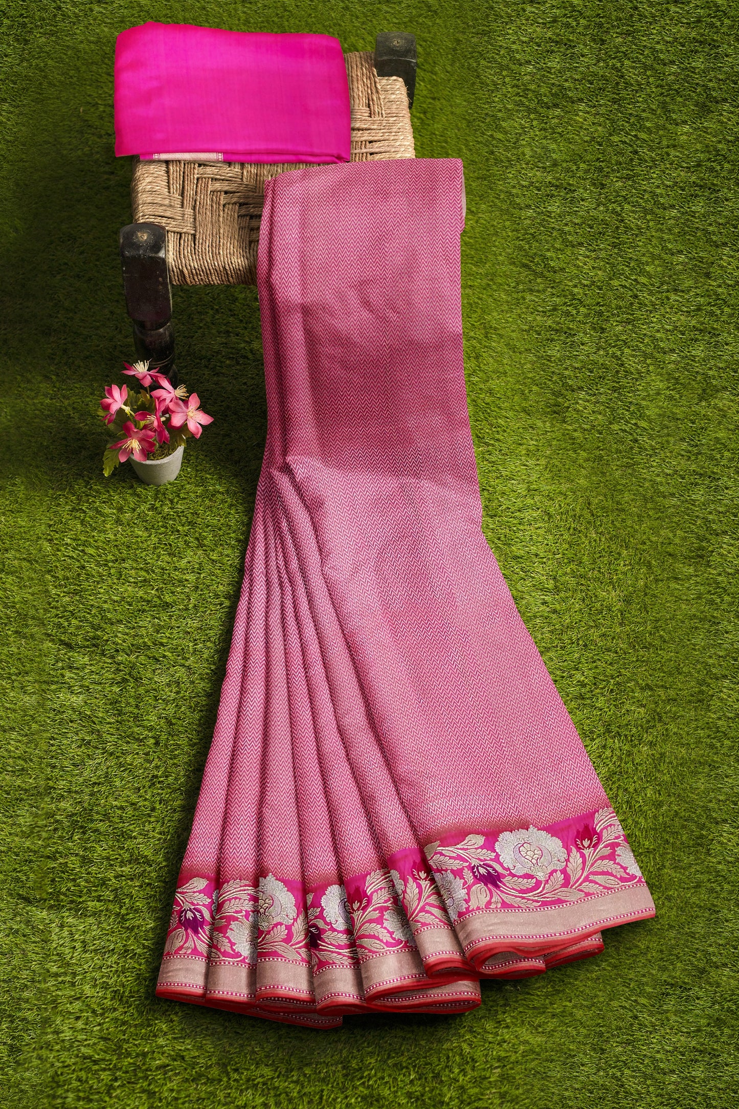 Handvowen Pure katan silk banarasi saree