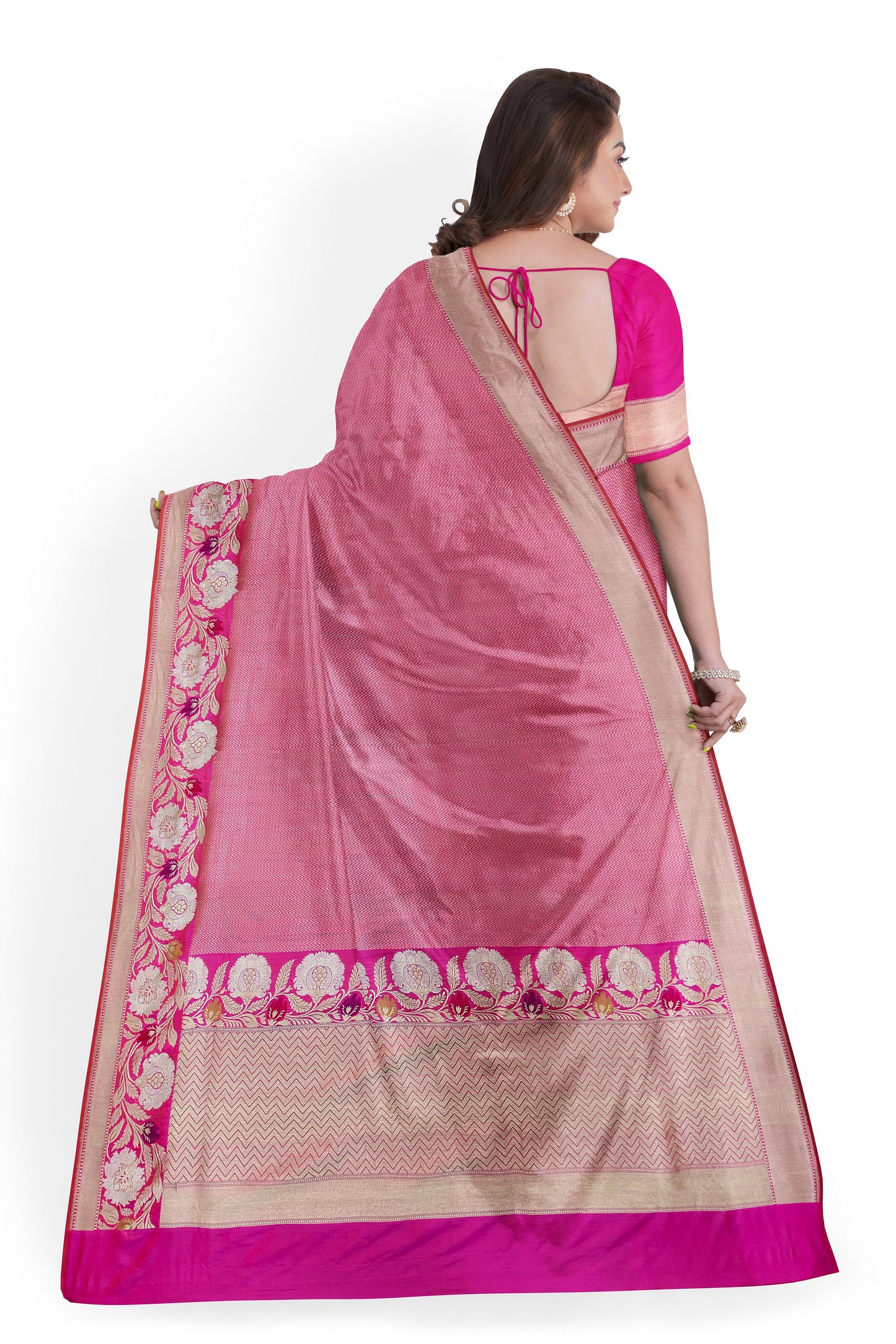 Handvowen Pure katan silk banarasi saree