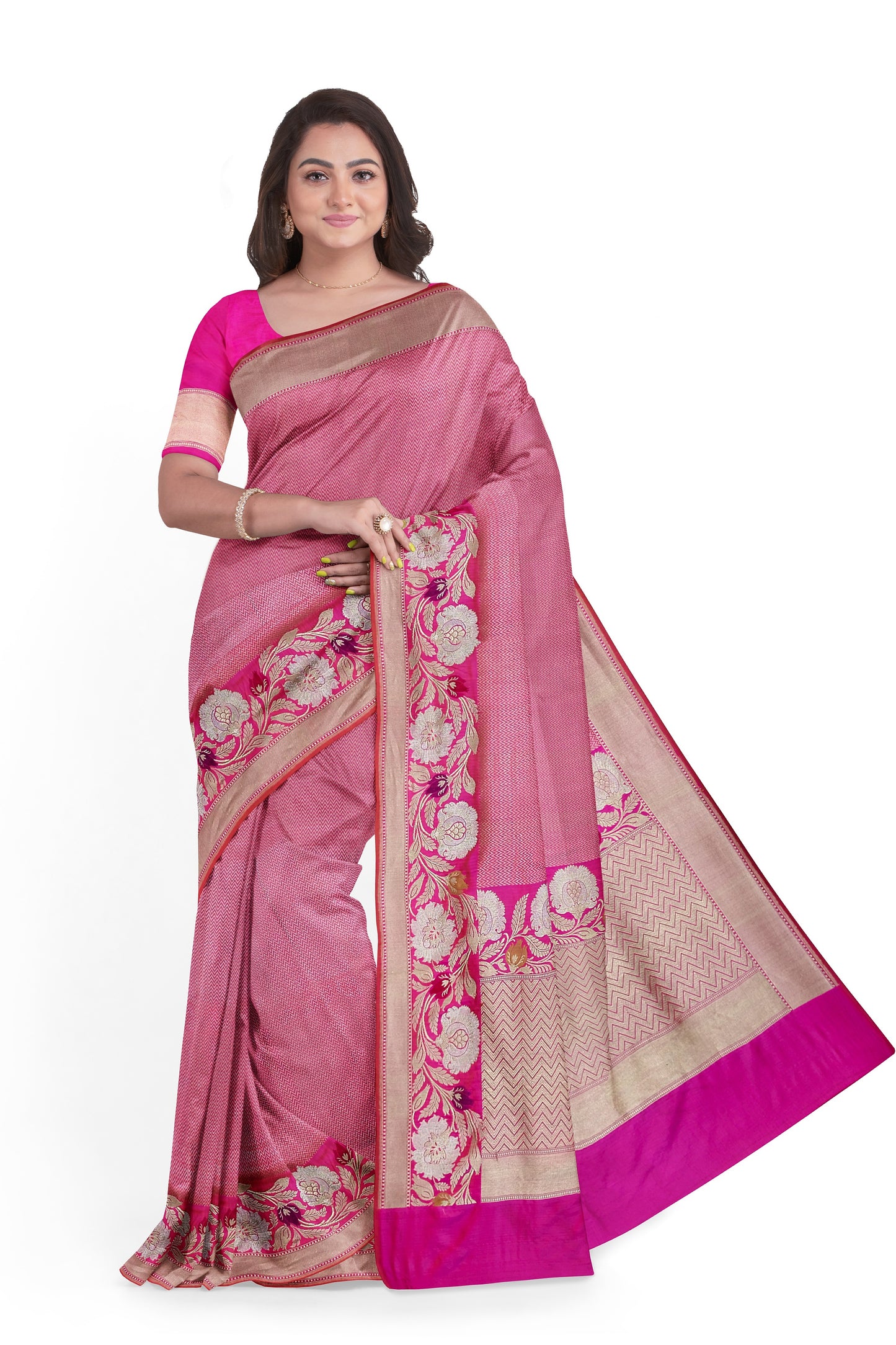 Handvowen Pure katan silk banarasi saree