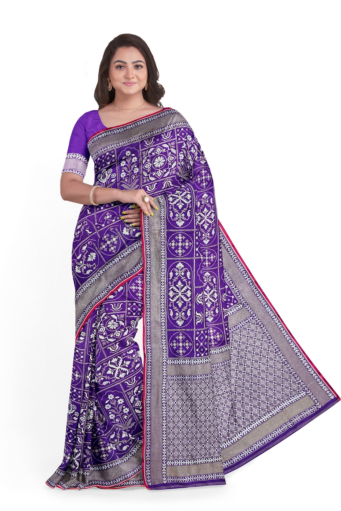 Pure Katan Silk Saree in Purple Color