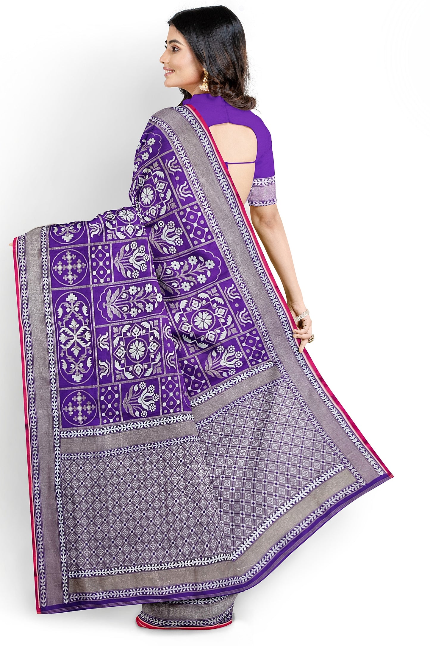 Pure Katan Silk Saree in Purple Color