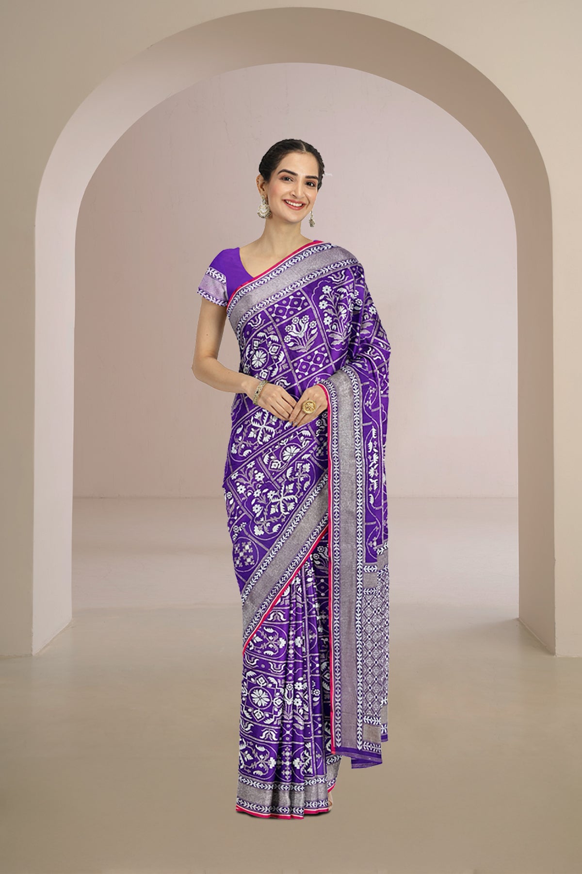 Pure Katan Silk Saree in Purple Color