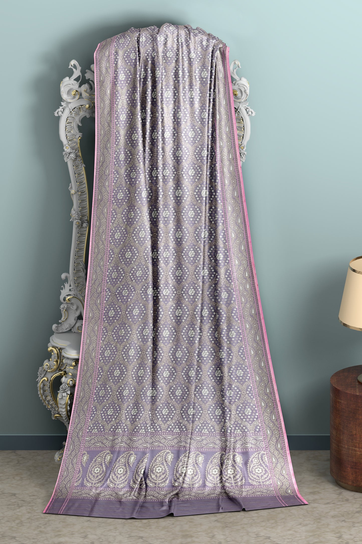 Pure Katan Silk Saree in Pinkish Purple
