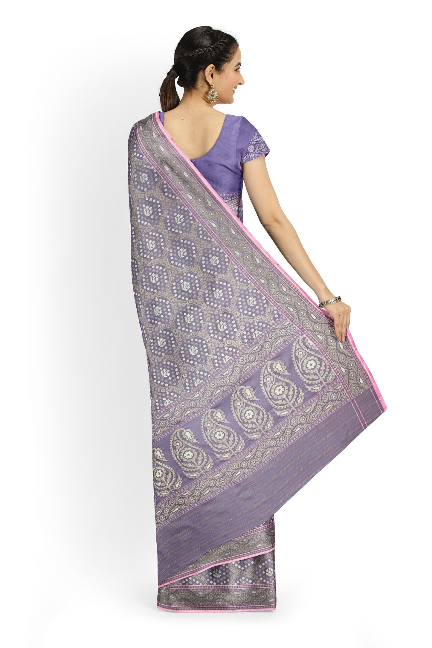 Pure Katan Silk Saree in Pinkish Purple
