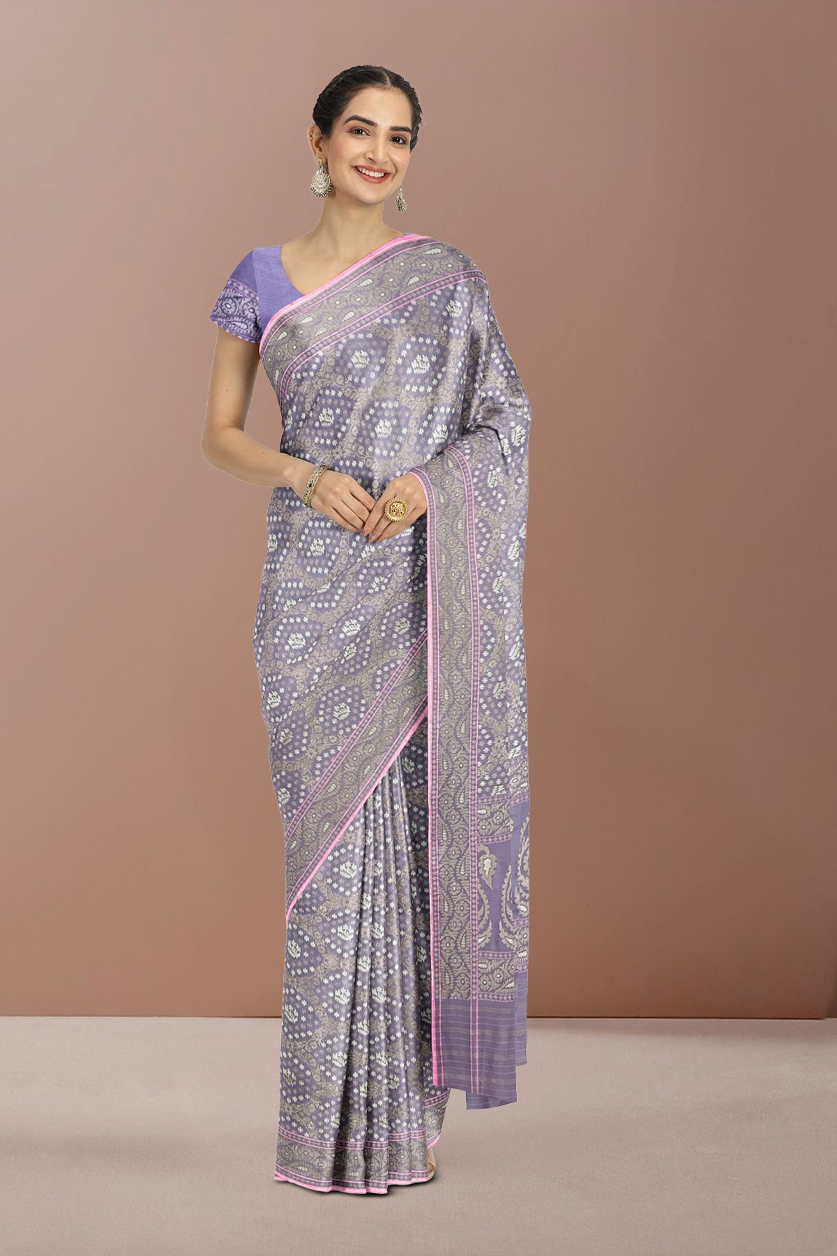 Pure Katan Silk Saree in Pinkish Purple