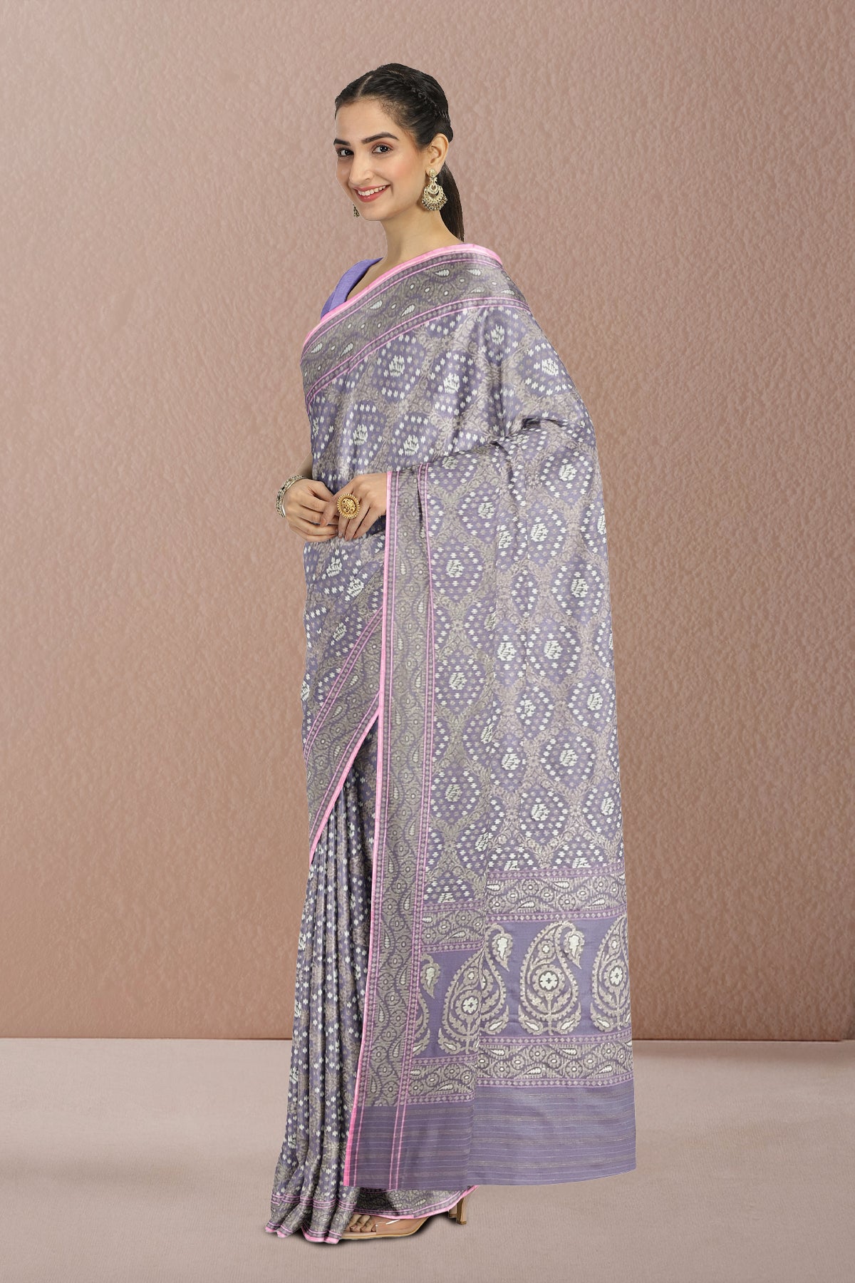 Pure Katan Silk Saree in Pinkish Purple