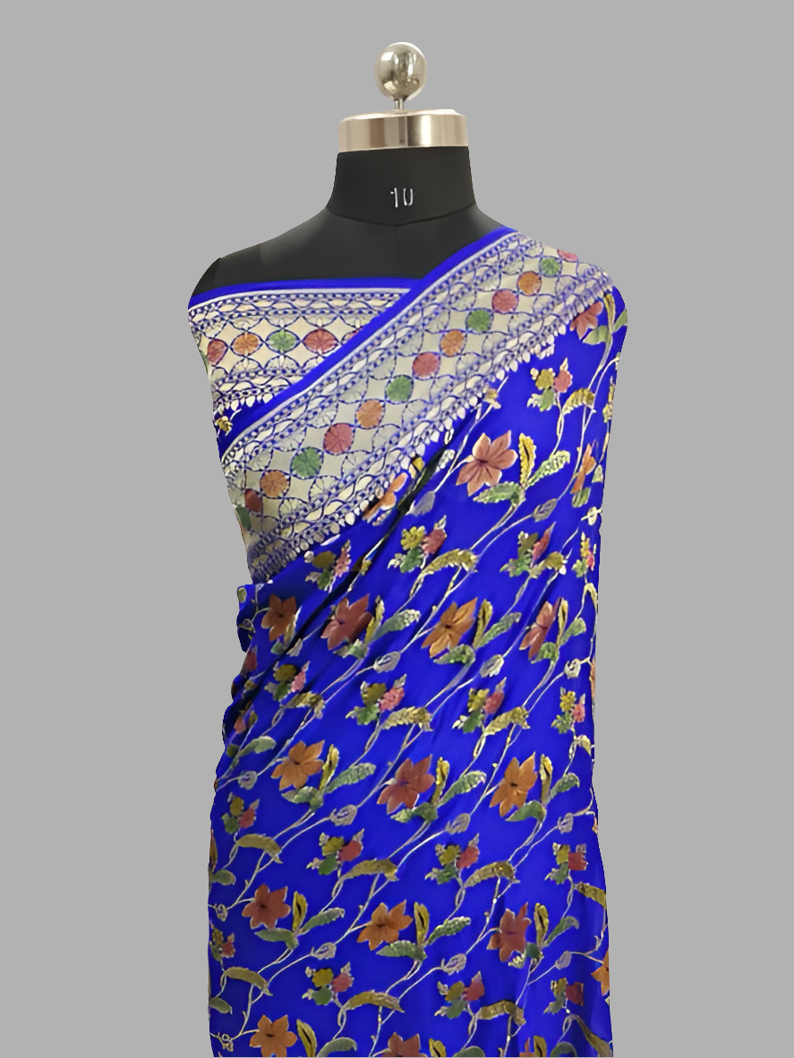 Royal Blue Khaddi Georgette Saree