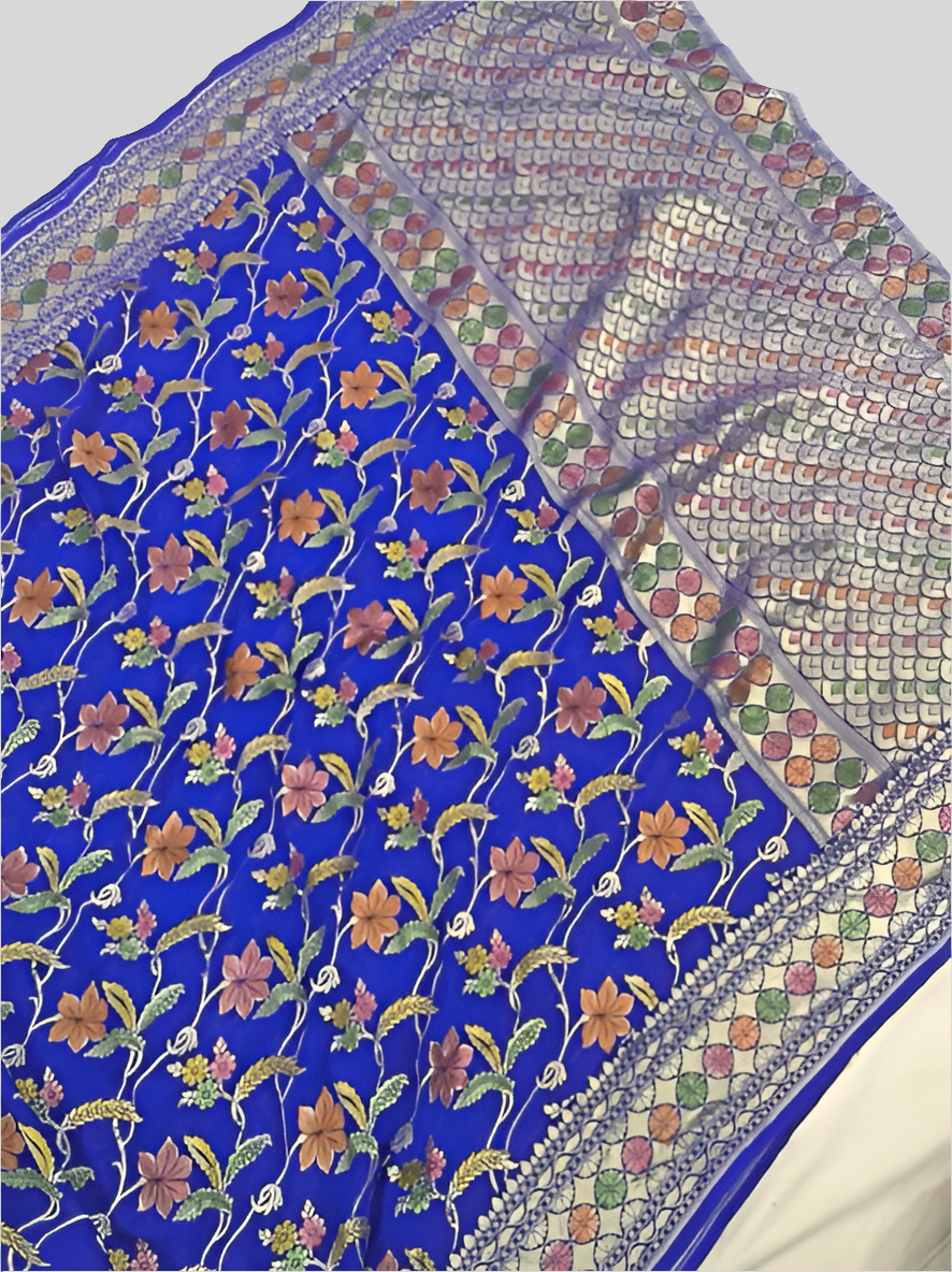 Royal Blue Khaddi Georgette Saree