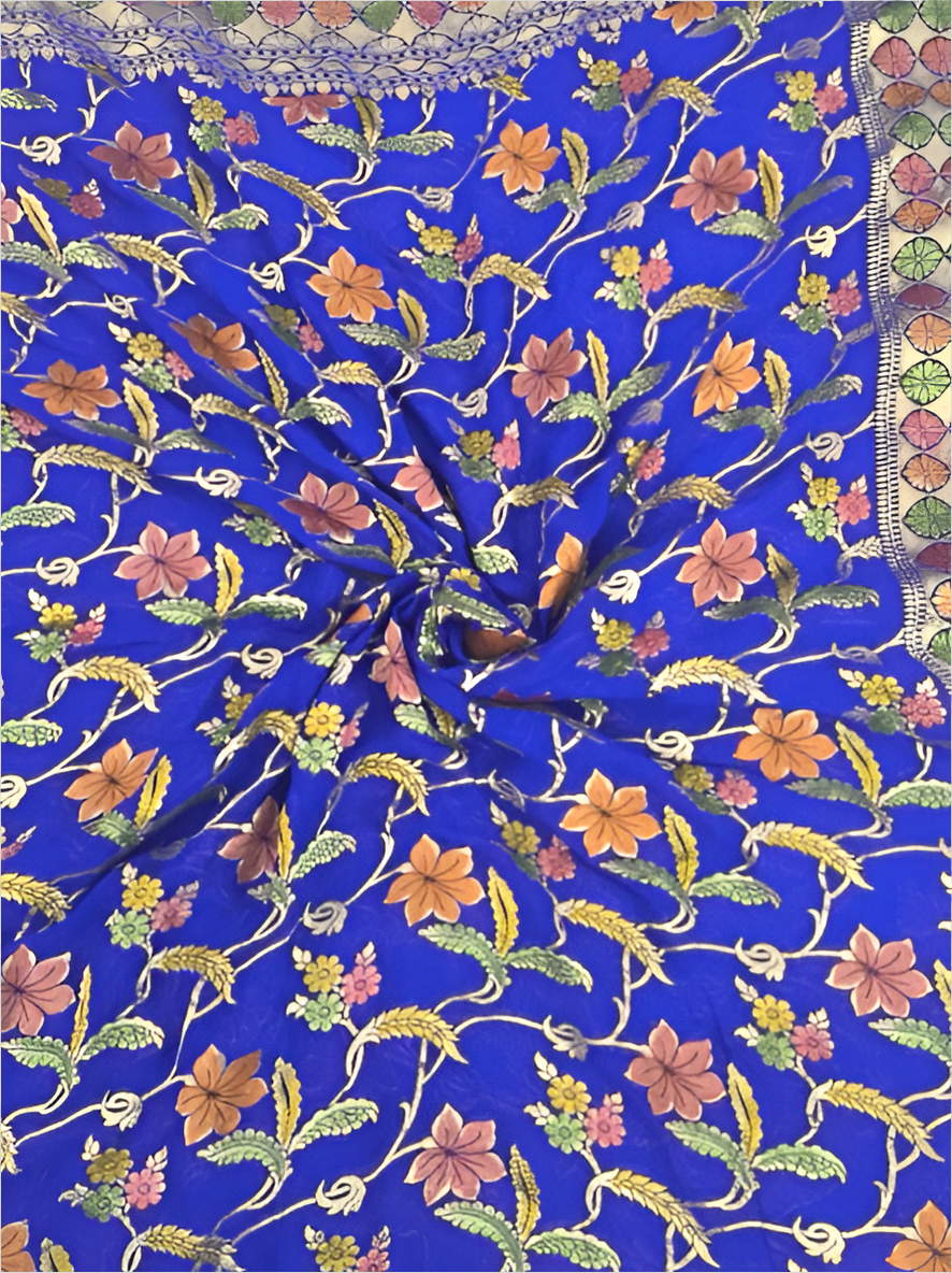 Royal Blue Khaddi Georgette Saree
