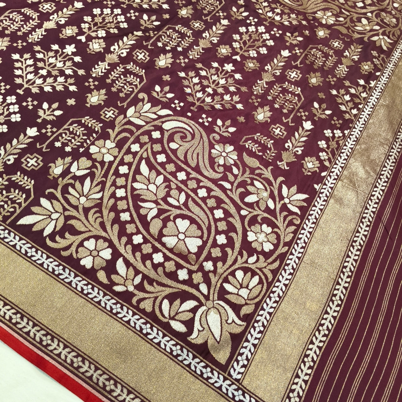 Pure Katan Silk Ektara Cutwork Jamdani Banarasi Saree
