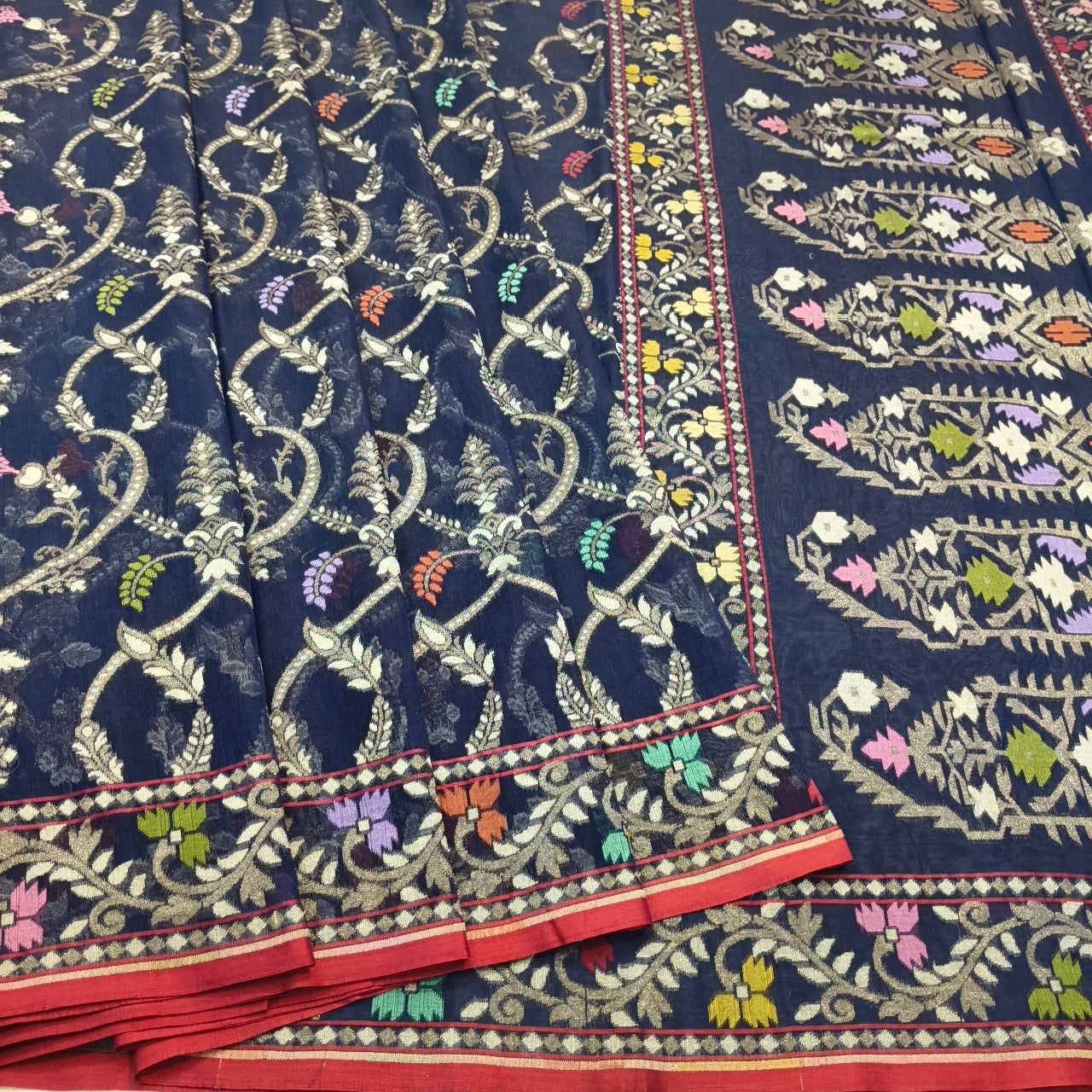 Pure Cotton Ektara Tilfi Jamdani Banarasi Saree