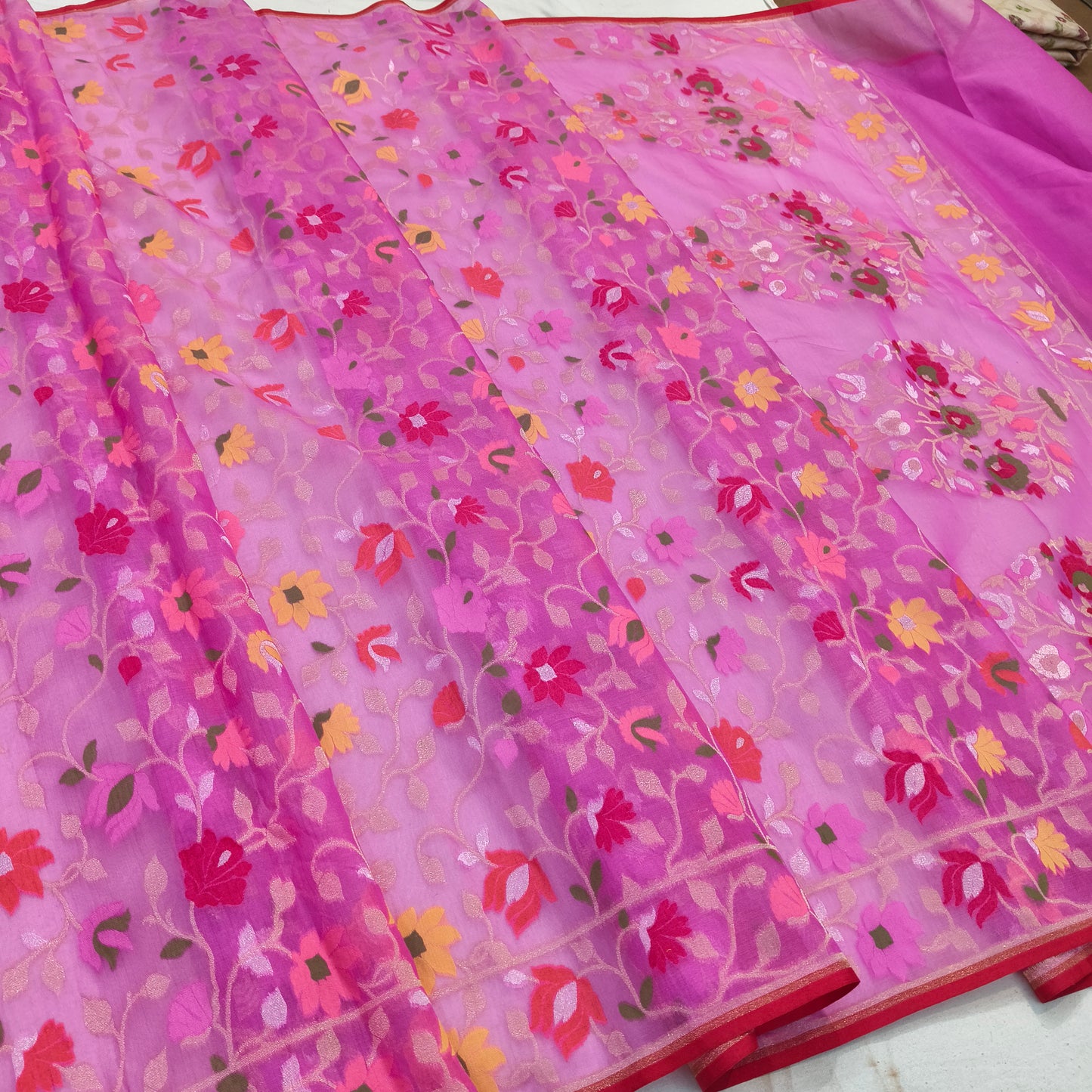 Pure Kora Silk Ektara Tilfi Cutwork Banarasi Saree