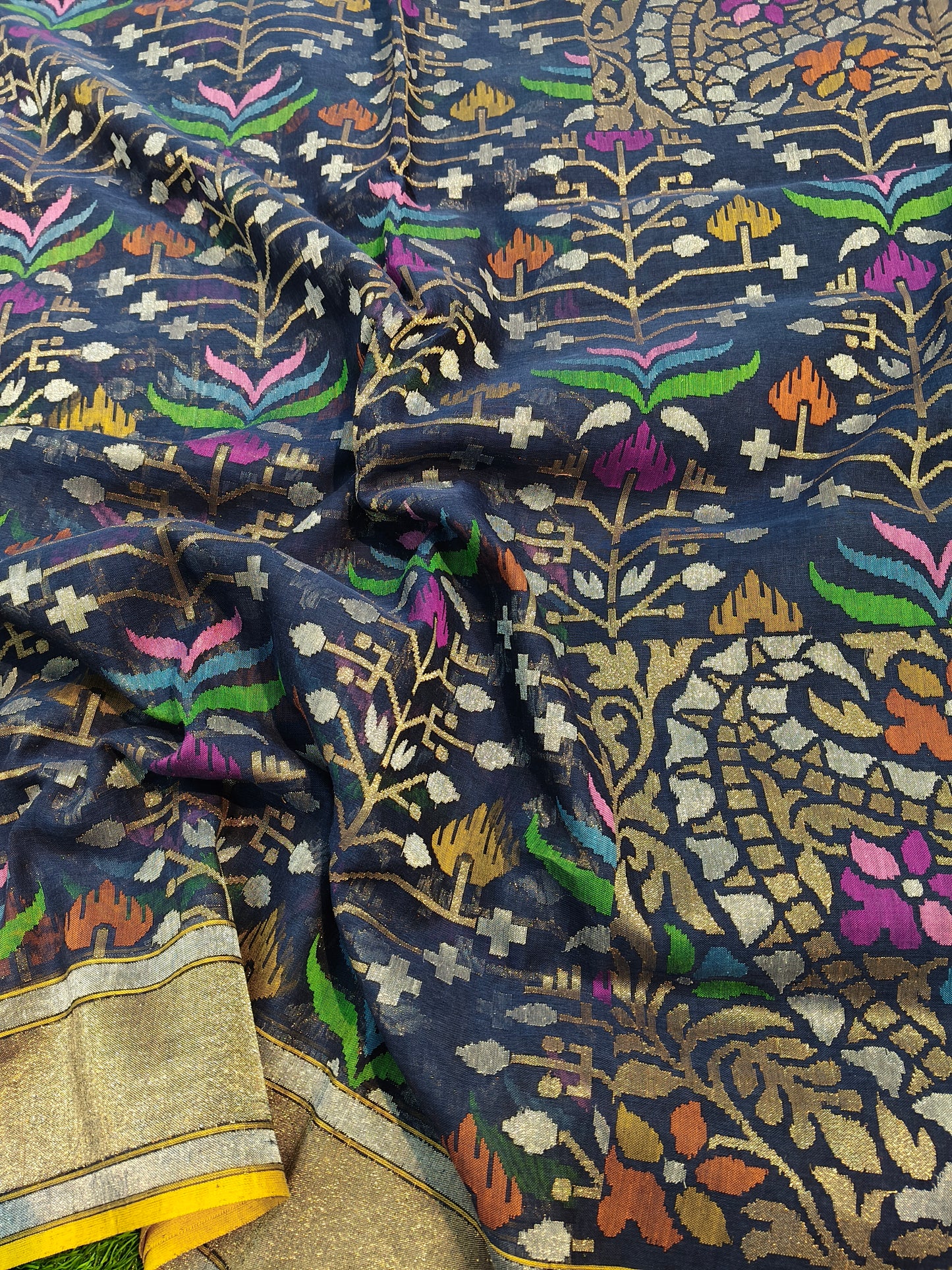 Navi blue Pure cotton realzari saree