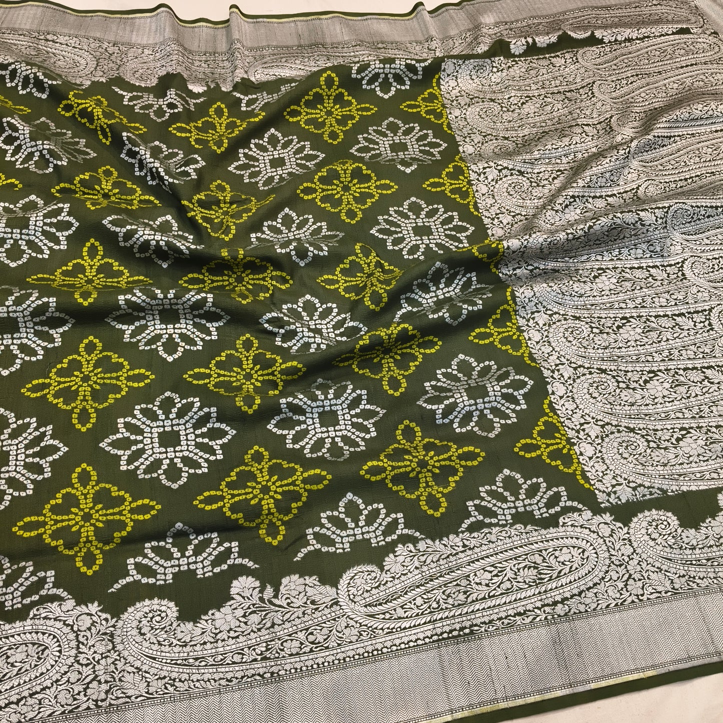 Pure tusser georgette handloom banarasi saree