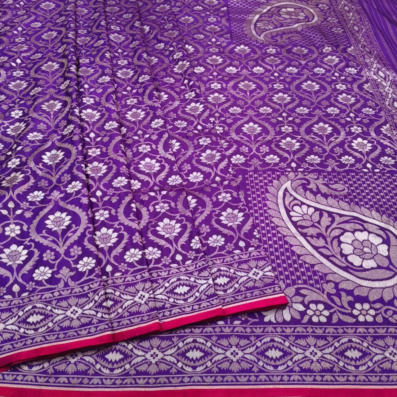 Pure Katan Silk Ektara Cutwork Jamdani Banarasi Saree