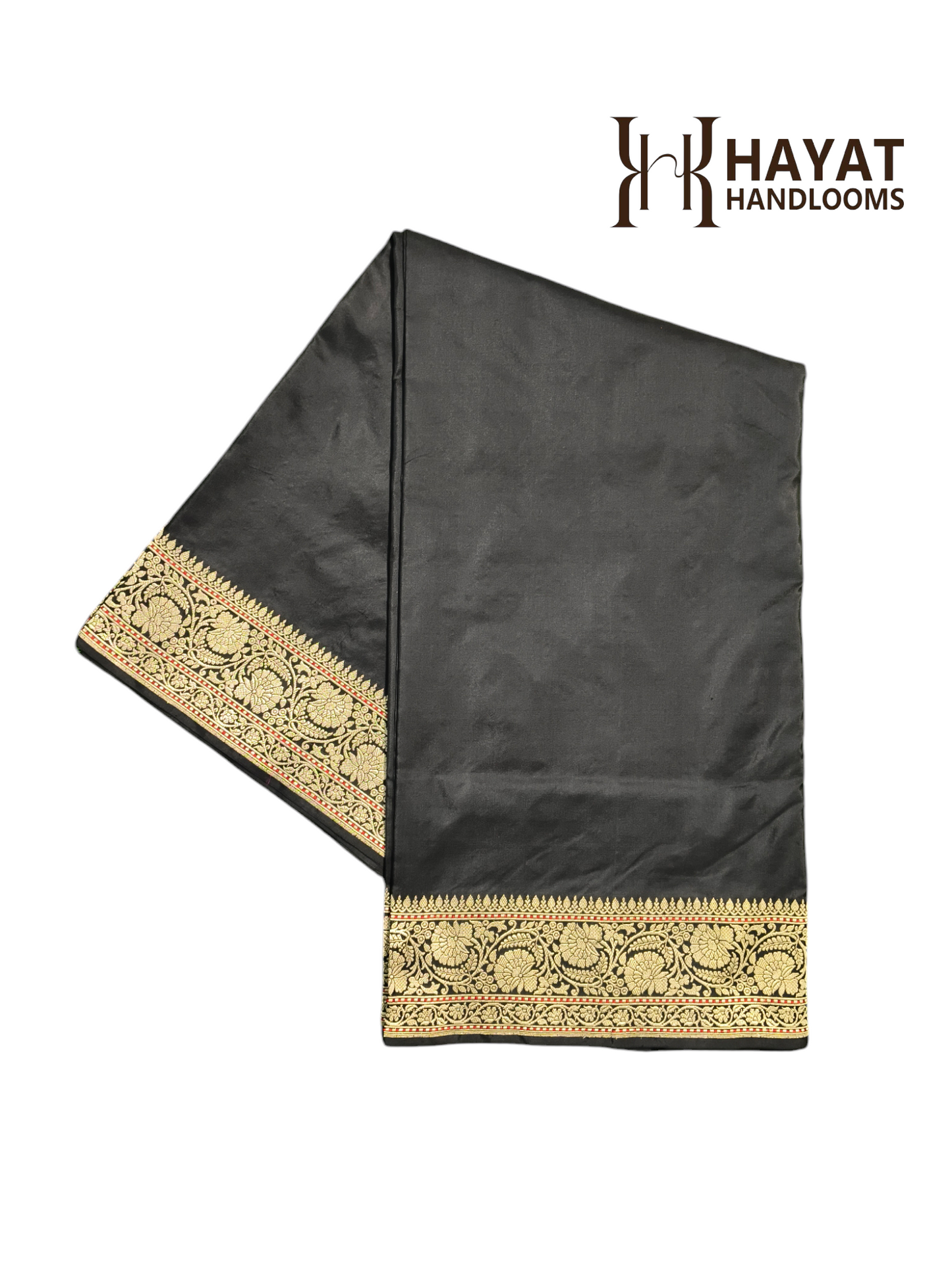 Black pure katan silk handvowen banarasi saree