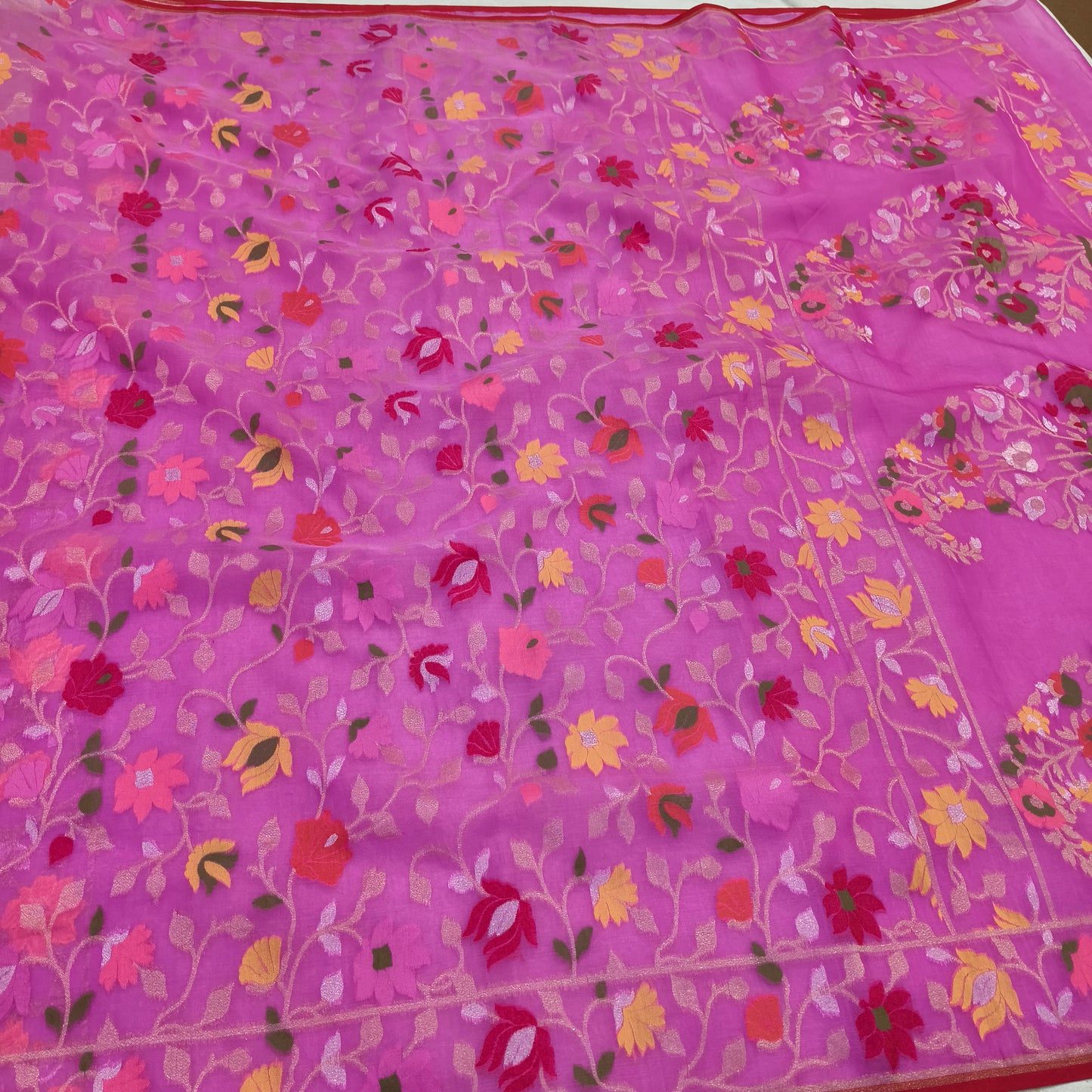 Pure Kora Silk Ektara Tilfi Cutwork Banarasi Saree