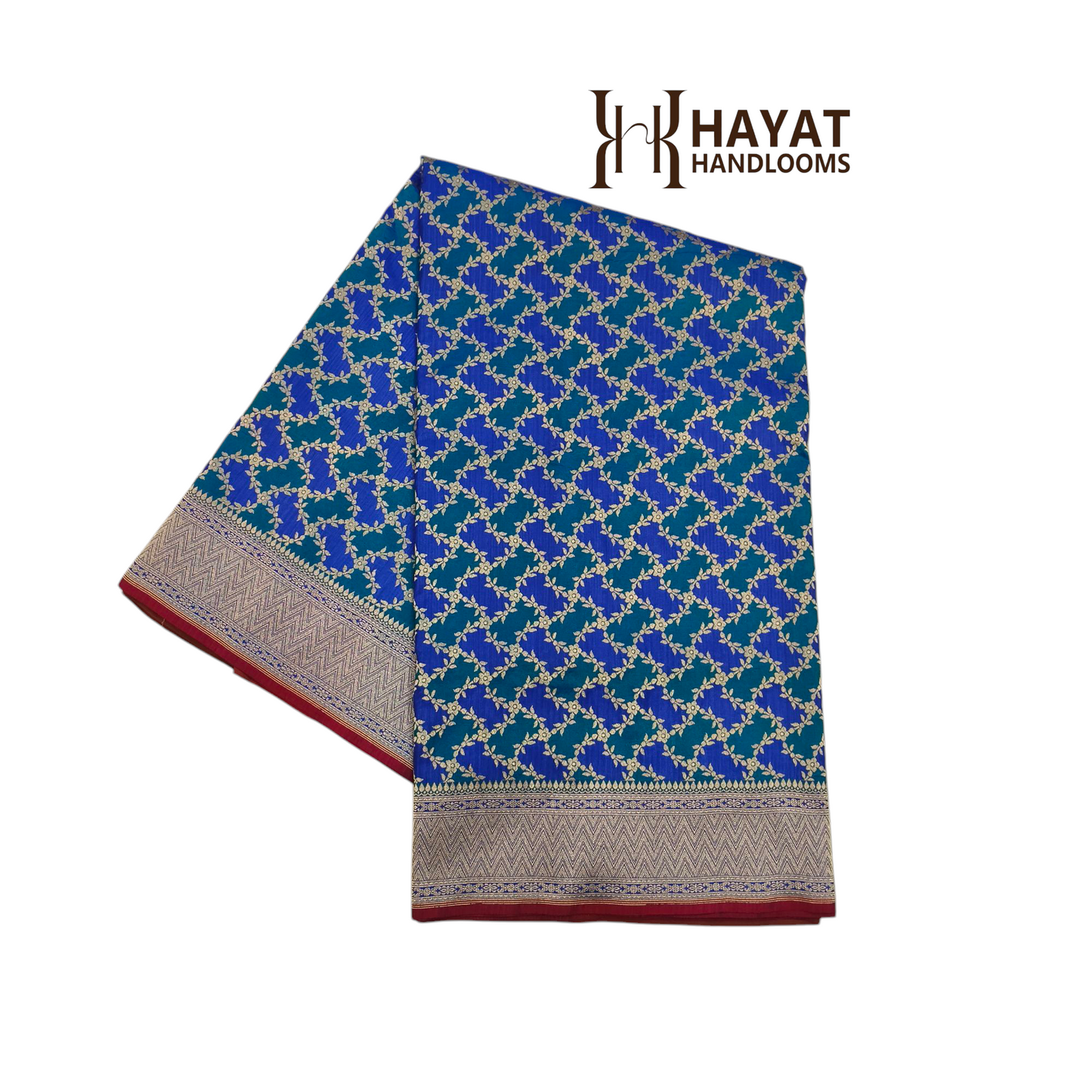 Royal blue pure katan silk cutwork rangkaat handloom banarasi saree
