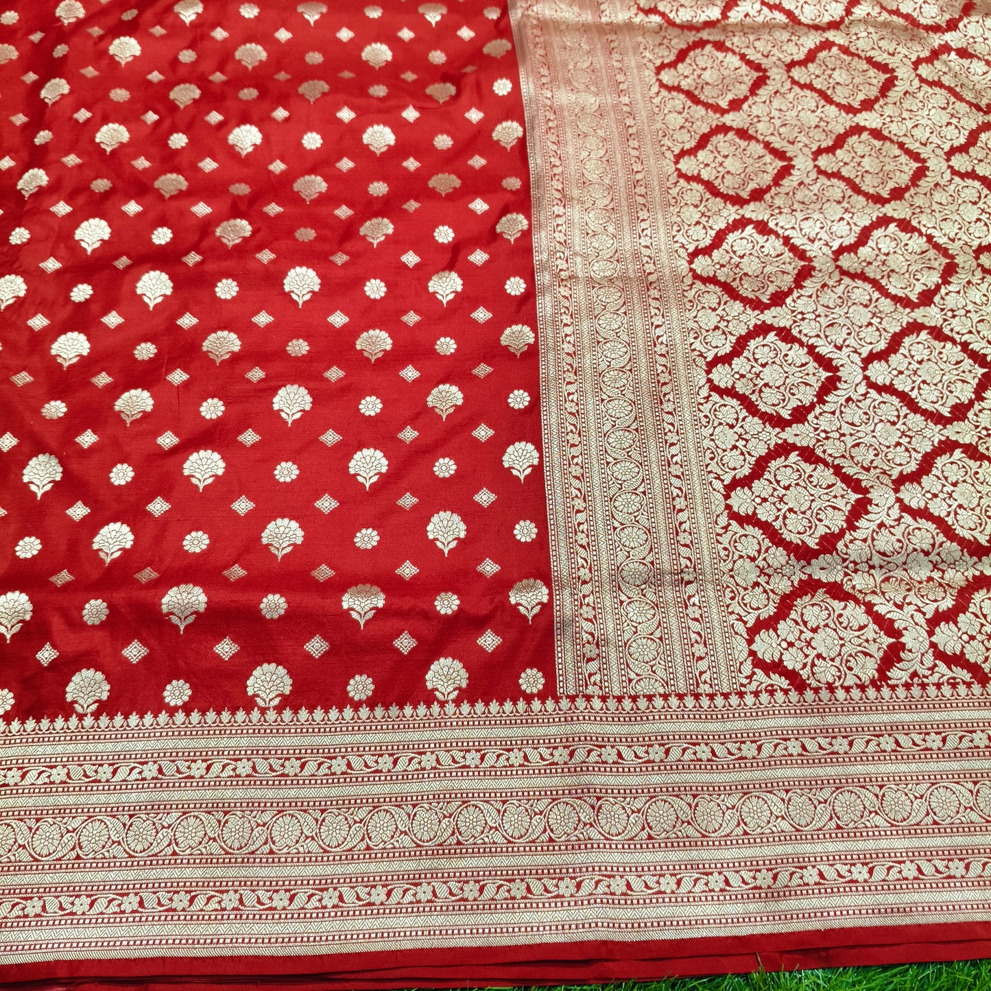 Red pure katan silk handloom banarasi saree