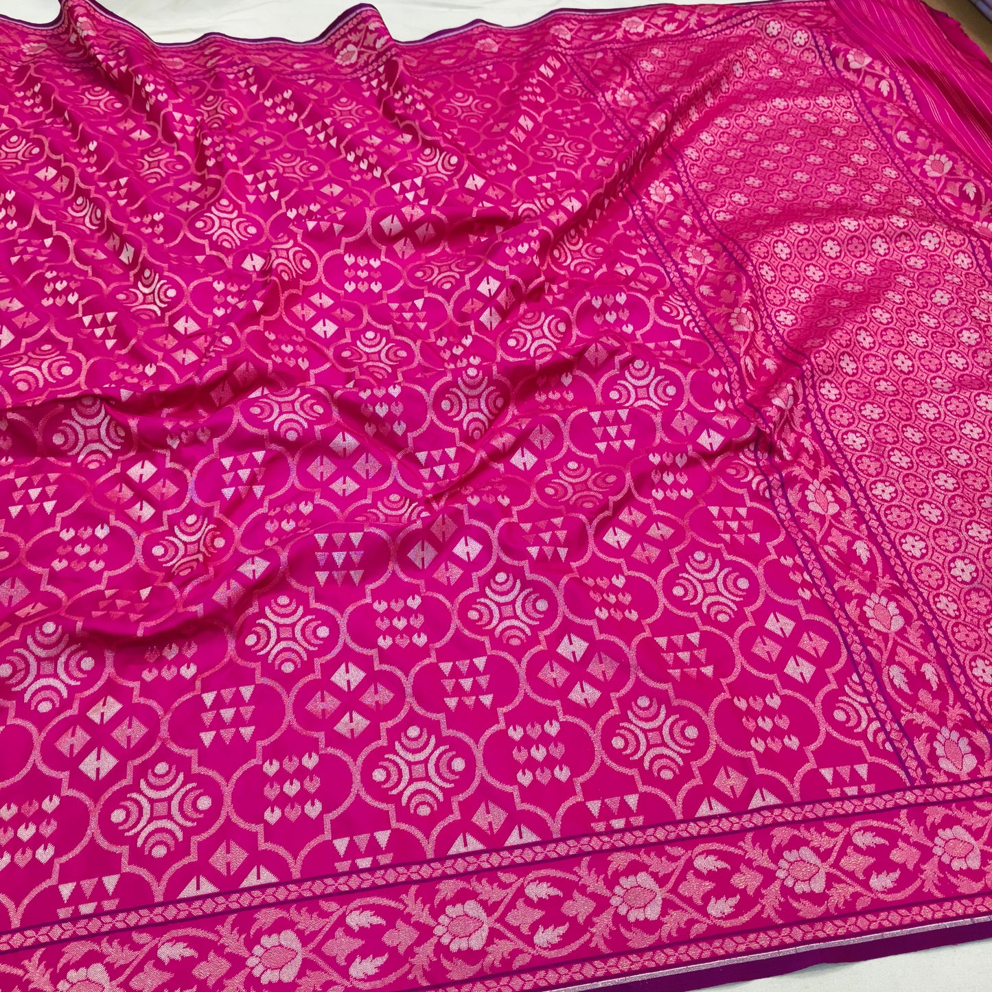 Pure Katan Silk Ektara Cutwork Jamdani Banarasi Saree