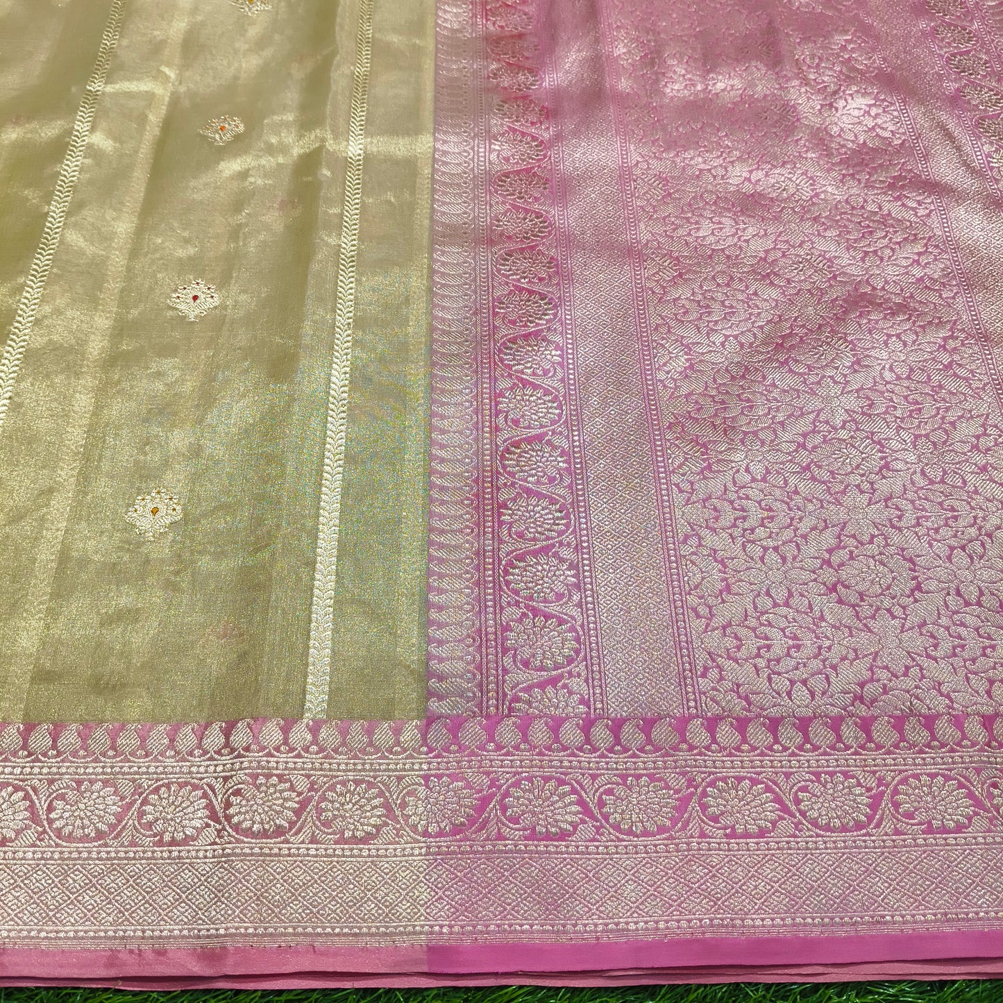 Pure kora tissue handwoven banarasi saree