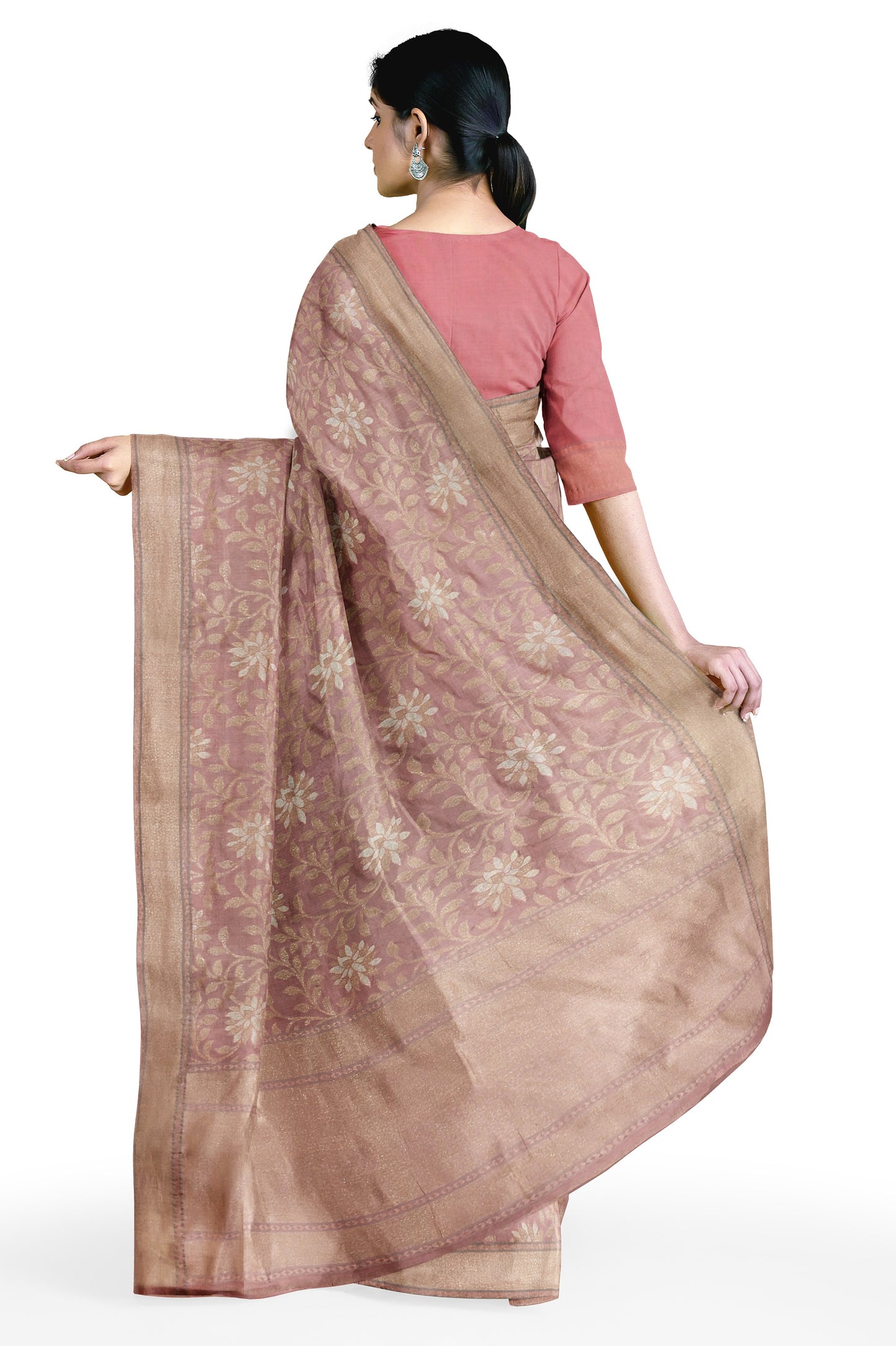 Rosy Brown Pure Katan Silk Ektara Jamdani
