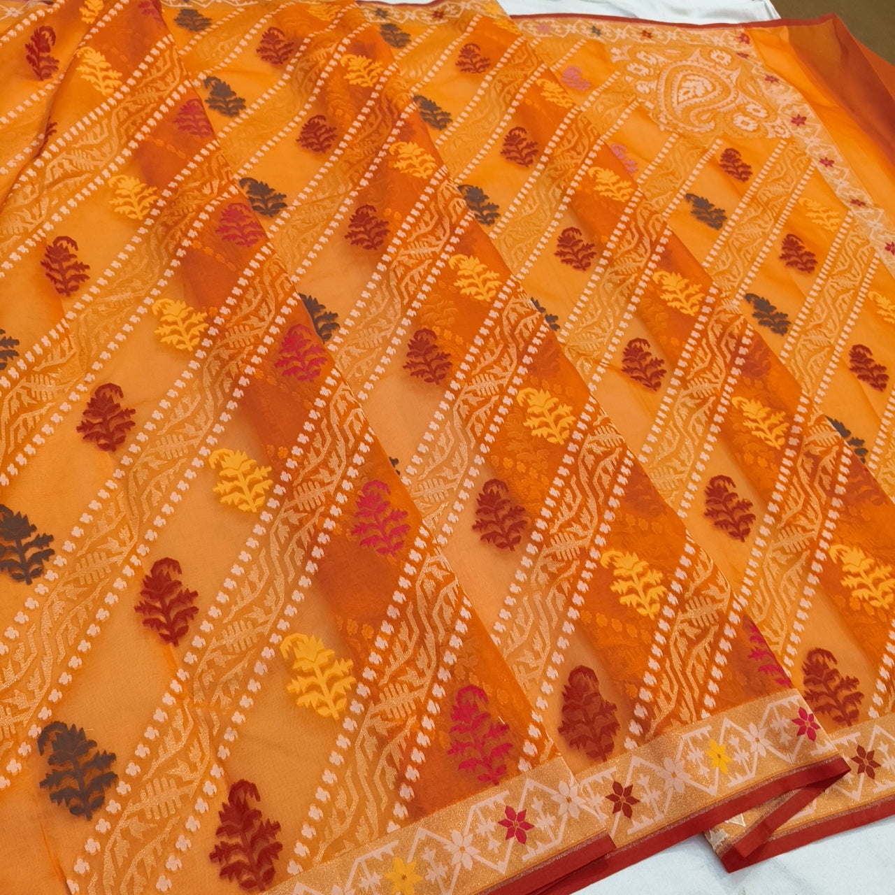 Pure Kora Silk Ektara Tilfi Cutwork Banarasi Saree