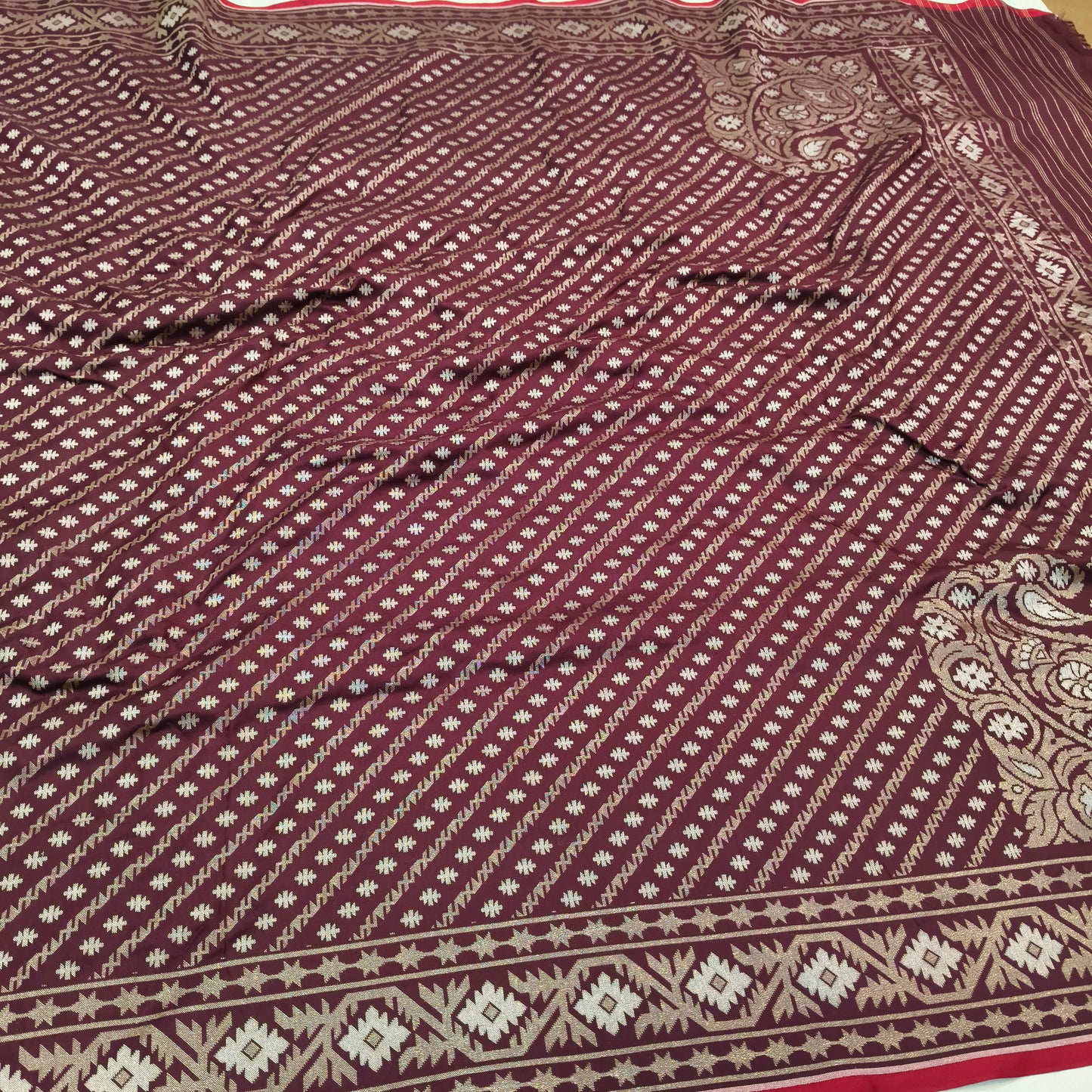 Pure Katan Silk Ektara Cutwork Jamdani Banarasi Saree
