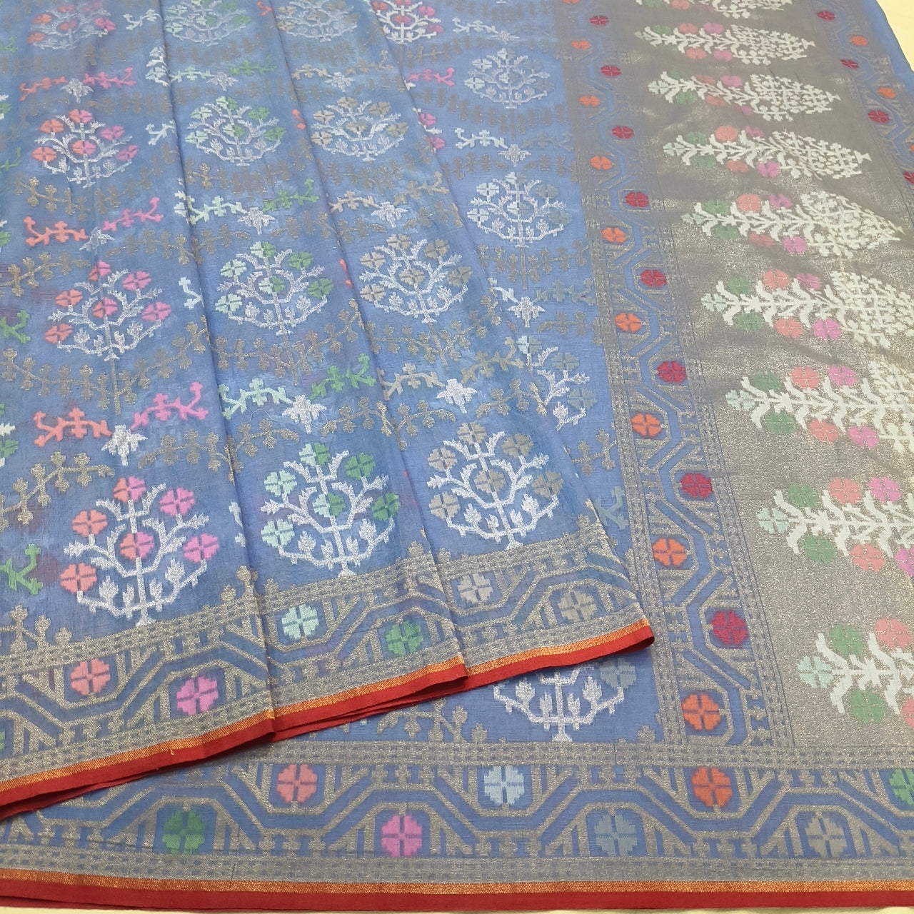 Pure Cotton Ektara Tilfi Cutwork Jamdani Banarasi Sare