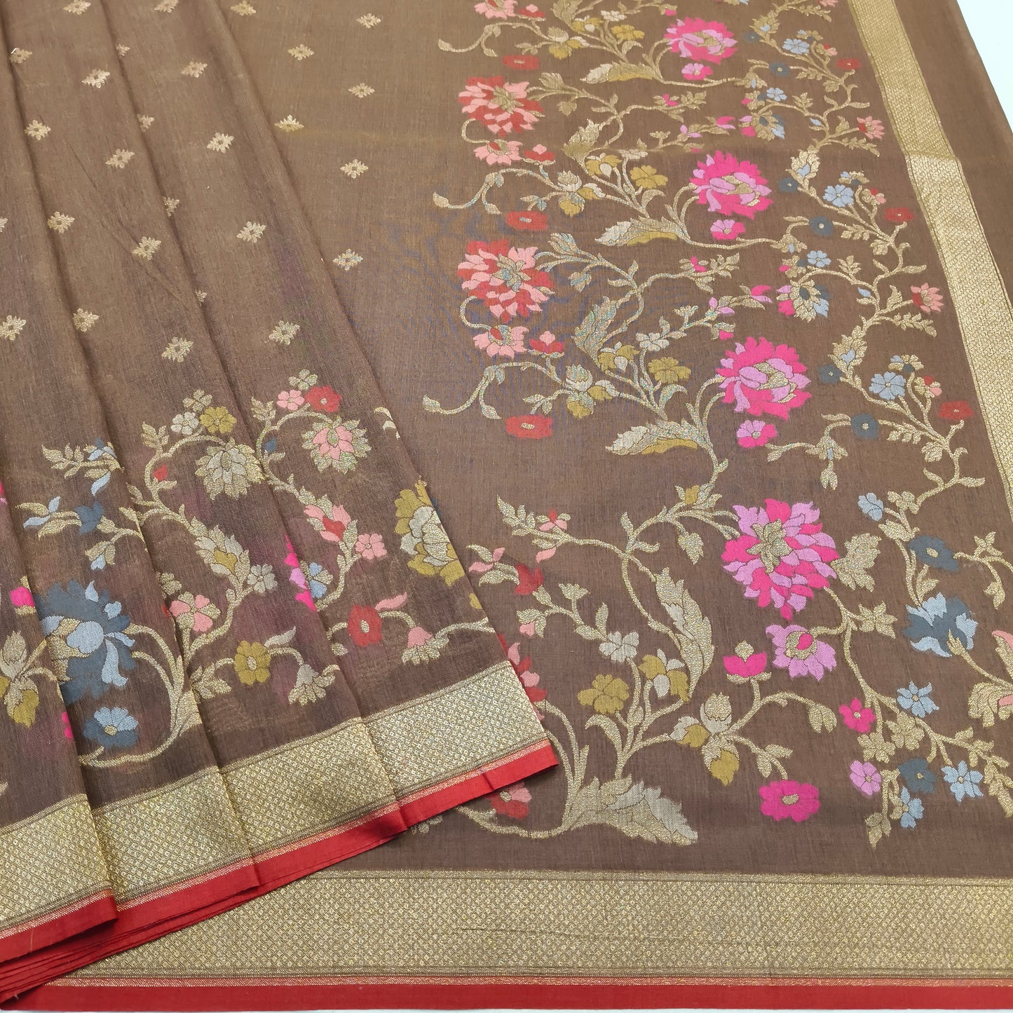 Pure Cotton Ektara Tilfi Cutwork Jamdani Banarasi Saree