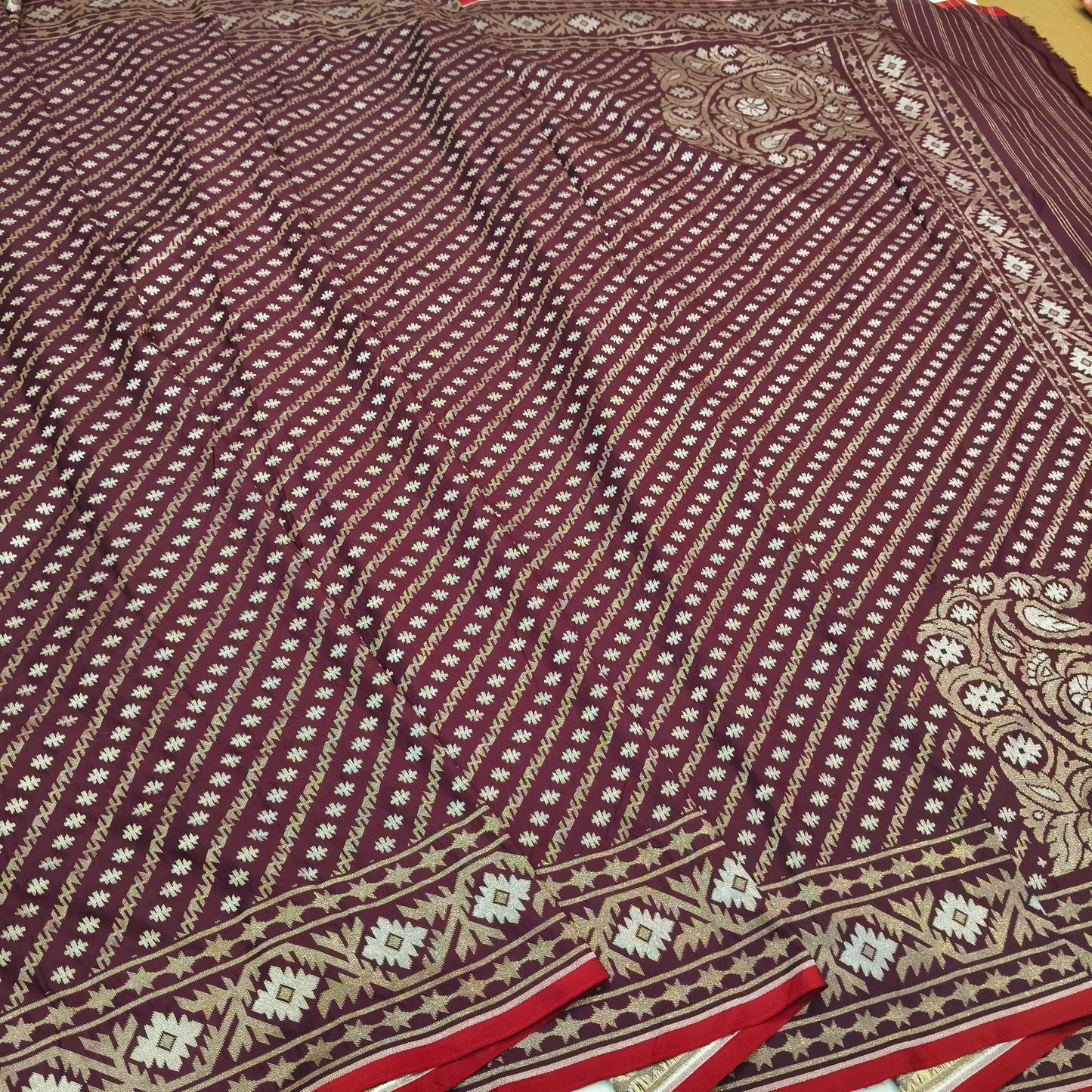 Pure Katan Silk Ektara Cutwork Jamdani Banarasi Saree
