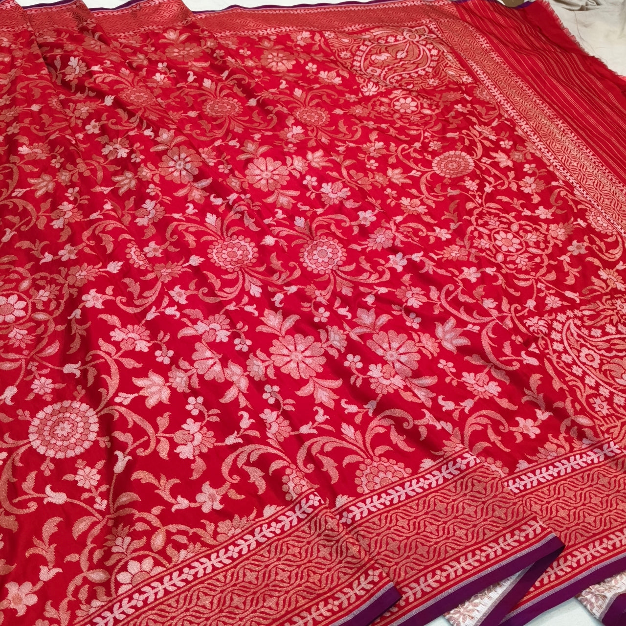 Pure Katan Silk Ektara Cutwork Jamdani Banarasi Saree