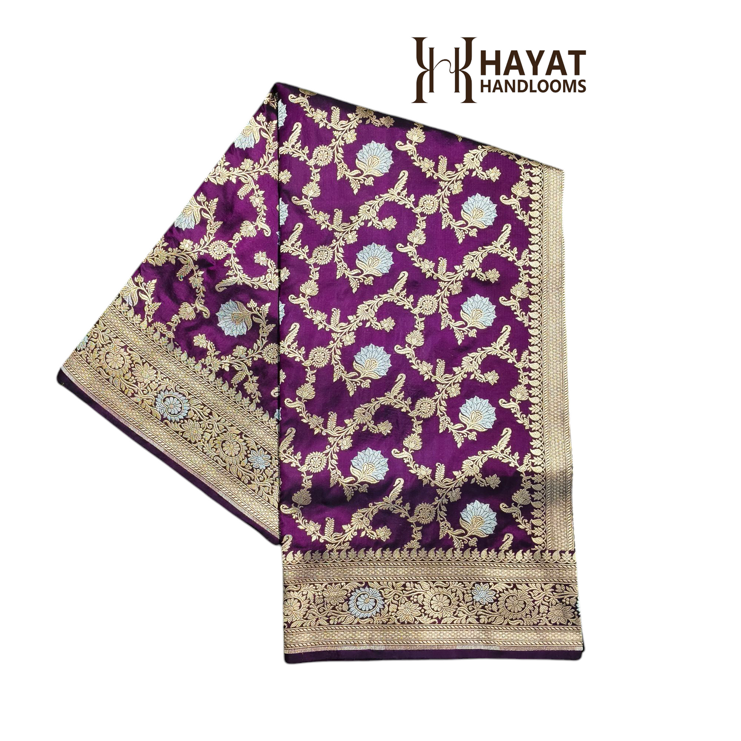 Purple pure katan silk handloom cutwork jaal banarasi saree