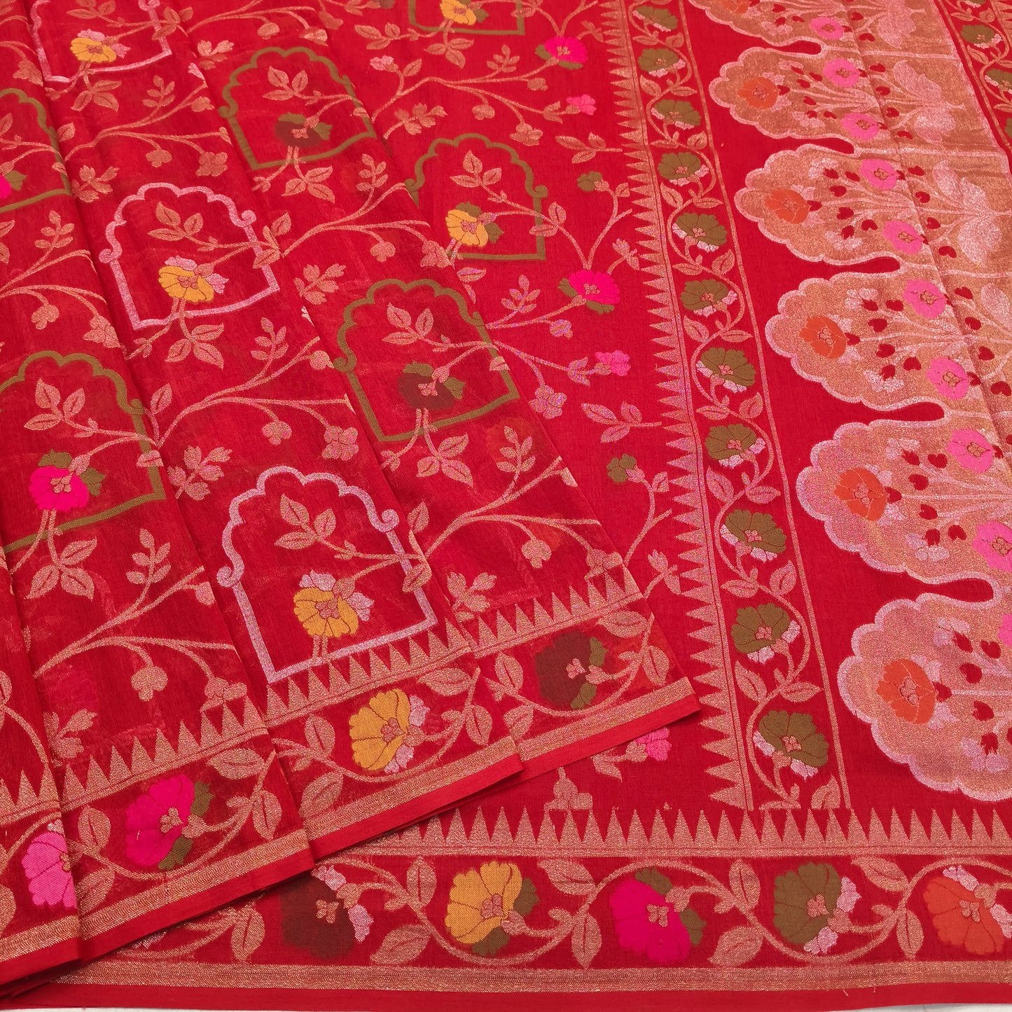 Pure Cotton Ektara Tilfi Cutwork Jamdani Banarasi Saree