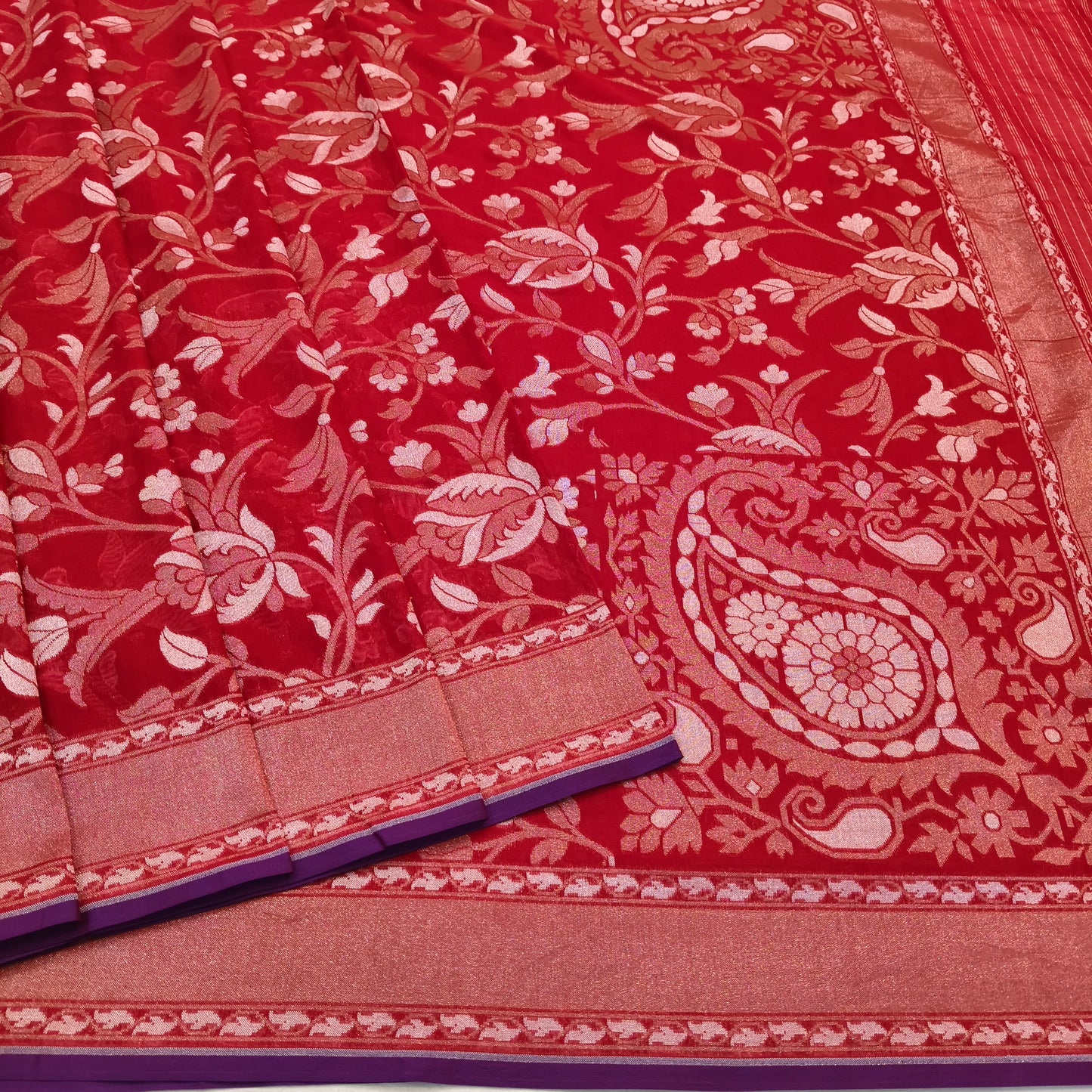 Pure Cotton Ektara Alfi Cutwork Jamdani Banarasi Saree