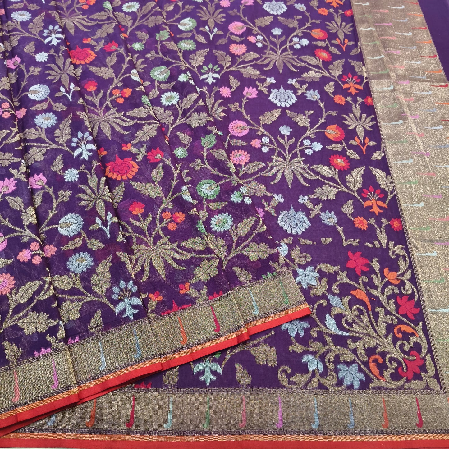 Pure Cotton Ektara Tilfi Cutwork Jamdani Banarasi Saree