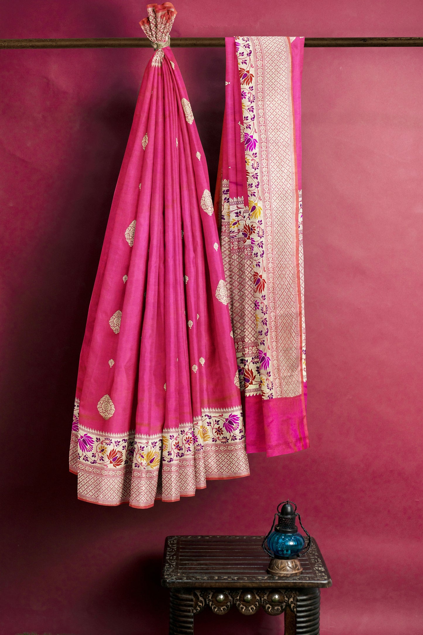 Dark Pink Paithni Border Pure Katan Silk Saree