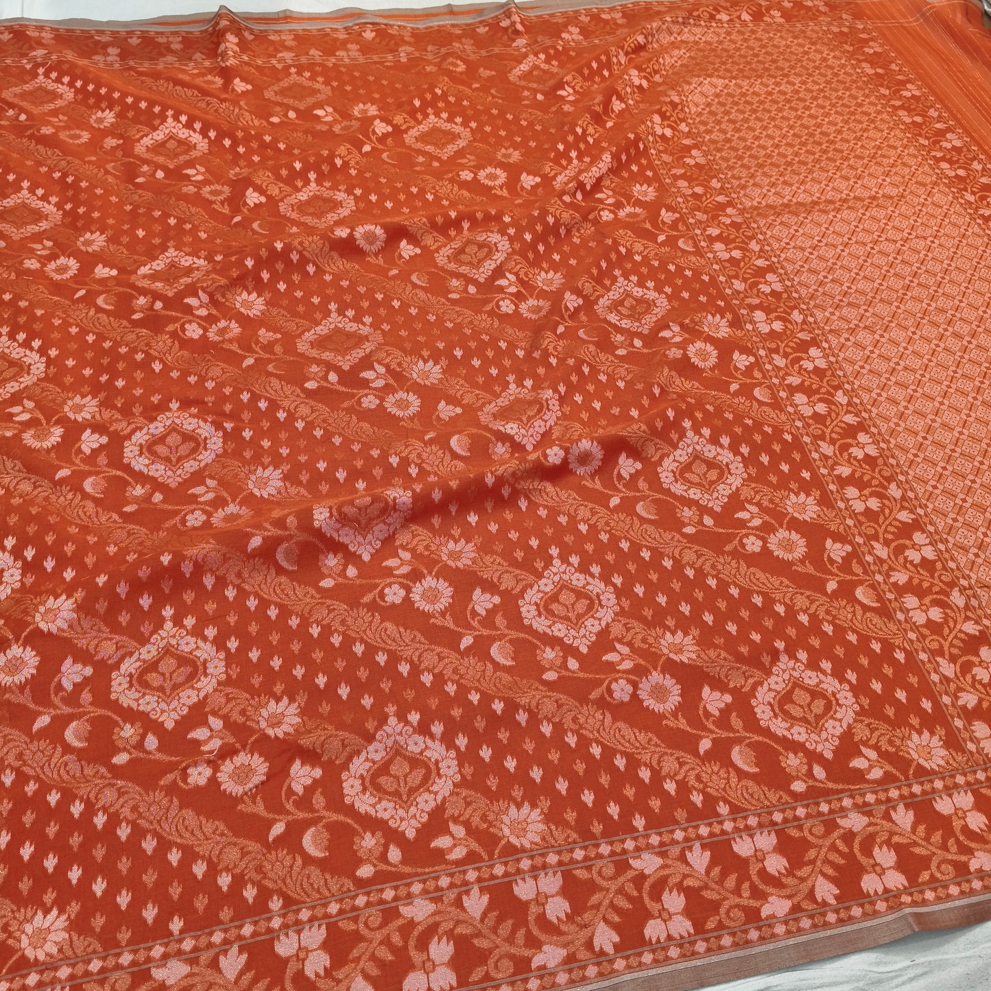 Pure Cotton Ektara couwork Jamdani Banarasi Saree