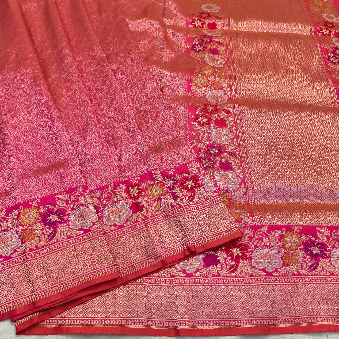 Pink pure katan silk handvowen banarasi saree