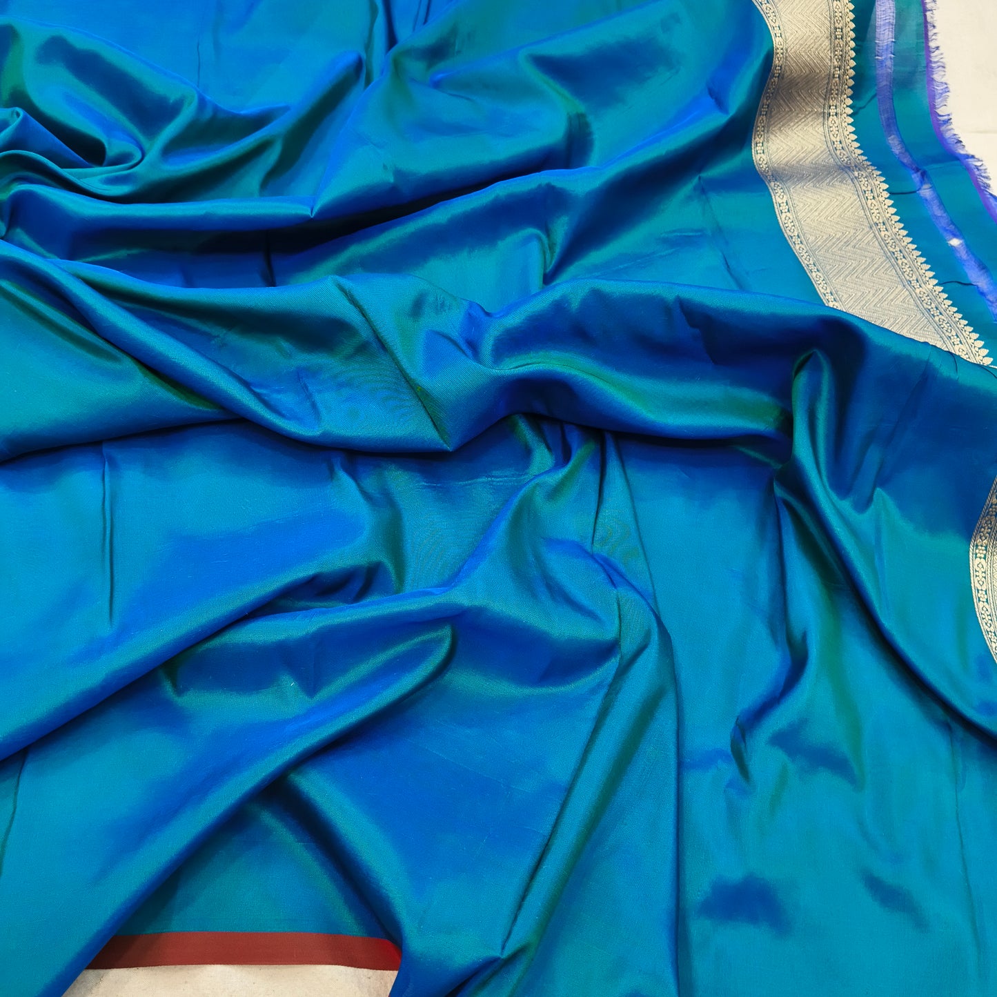 Royal blue pure katan silk cutwork rangkaat handloom banarasi saree