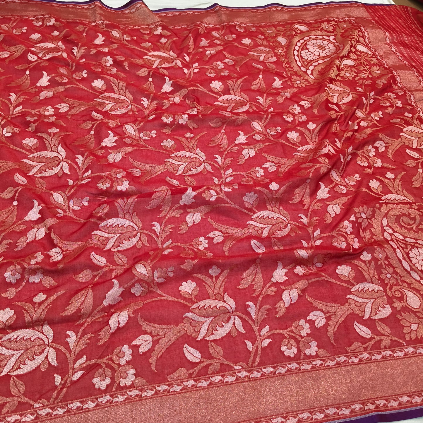 Pure Cotton Ektara Alfi Cutwork Jamdani Banarasi Saree