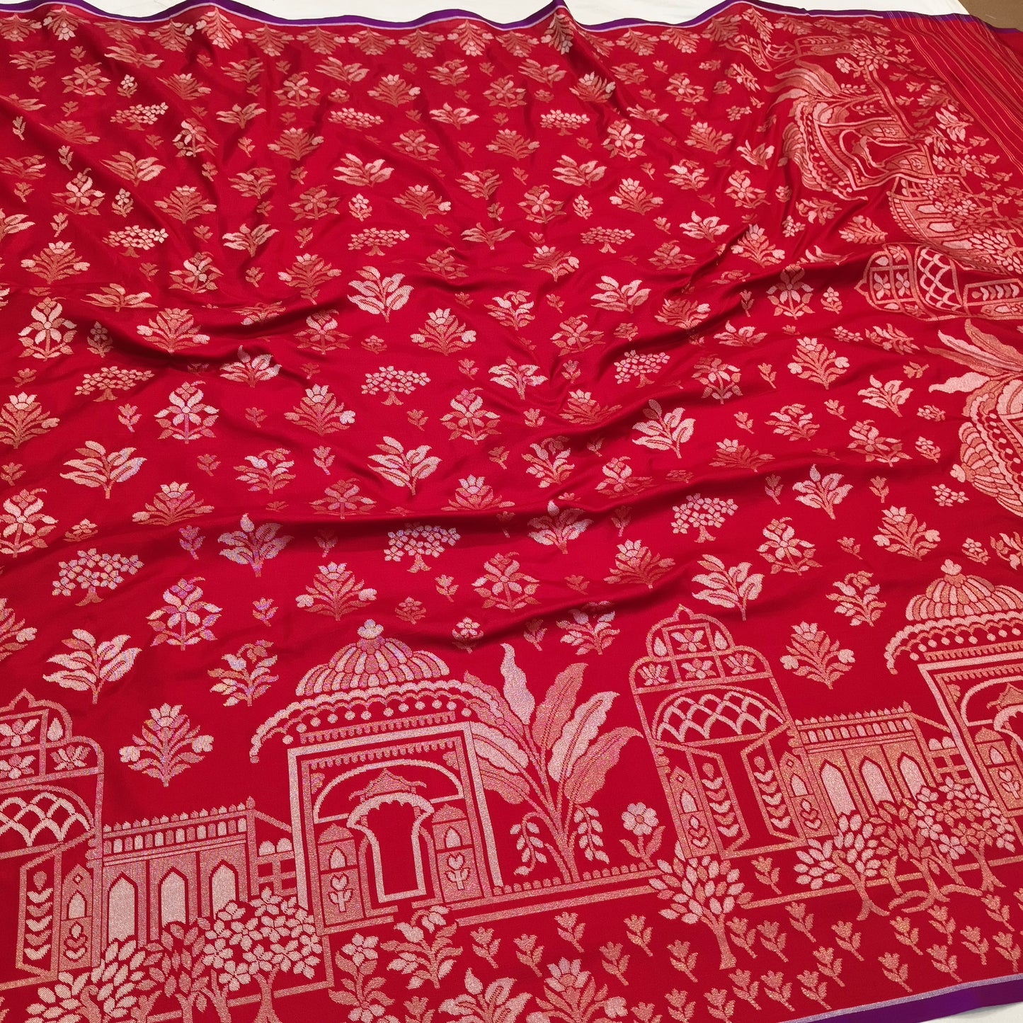 Pure Katan Silk Ektara Cutwork Jamdani Banarasi Saree