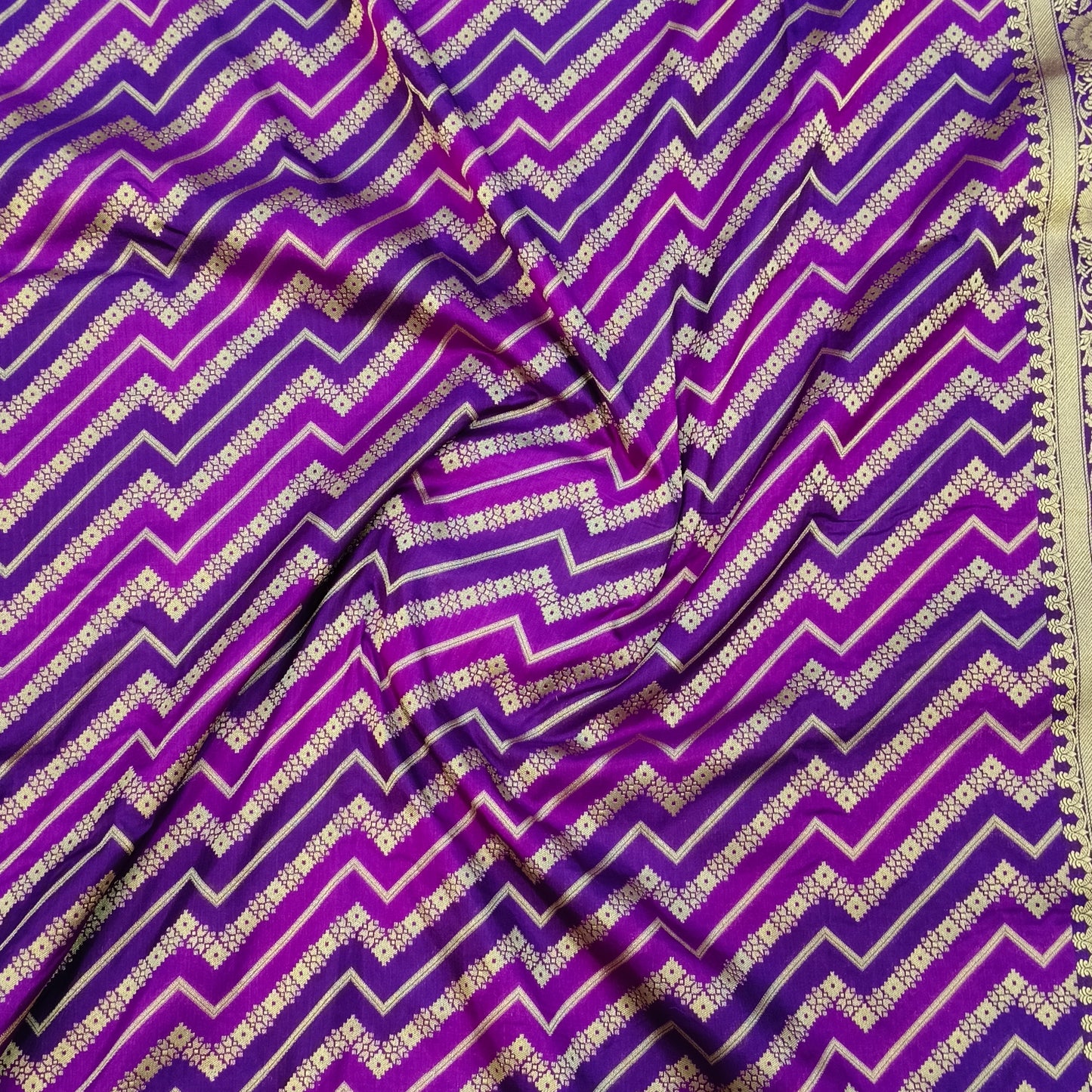 Purple pure katan silk cutwork rangkaat handloom banarasi saree