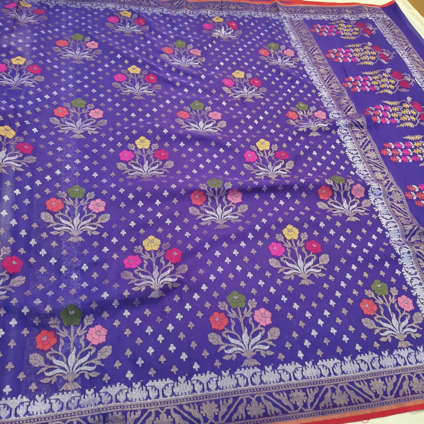 Pure Cotton Ektara Tilfi Cutwork Jamdani Banarasi Saree