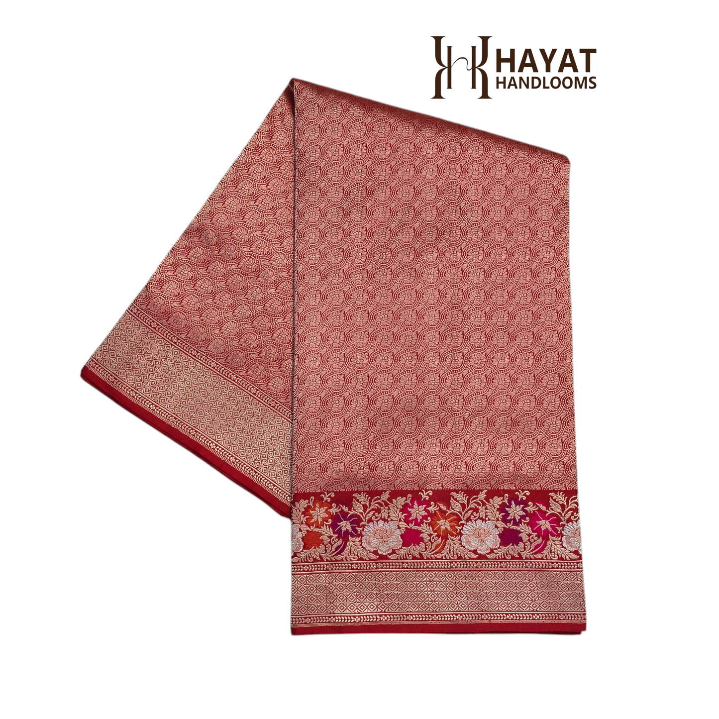 Red pure katan silk handvowen banarasi saree